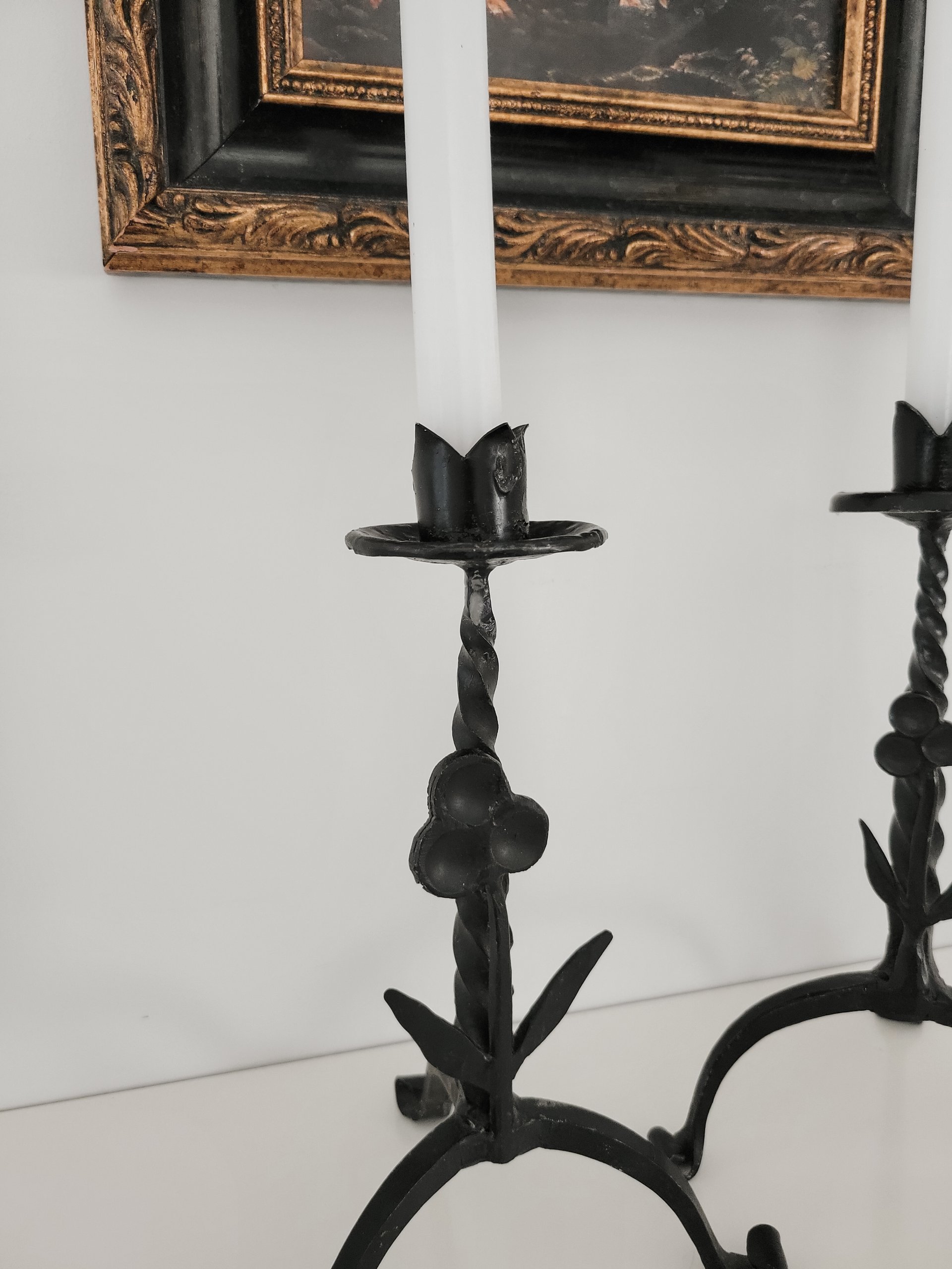 Pair of Wrought Iron Candle Holders — view 2