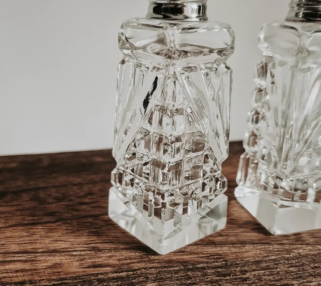 Art Deco Crystal Salt and Pepper Shakers — view 2