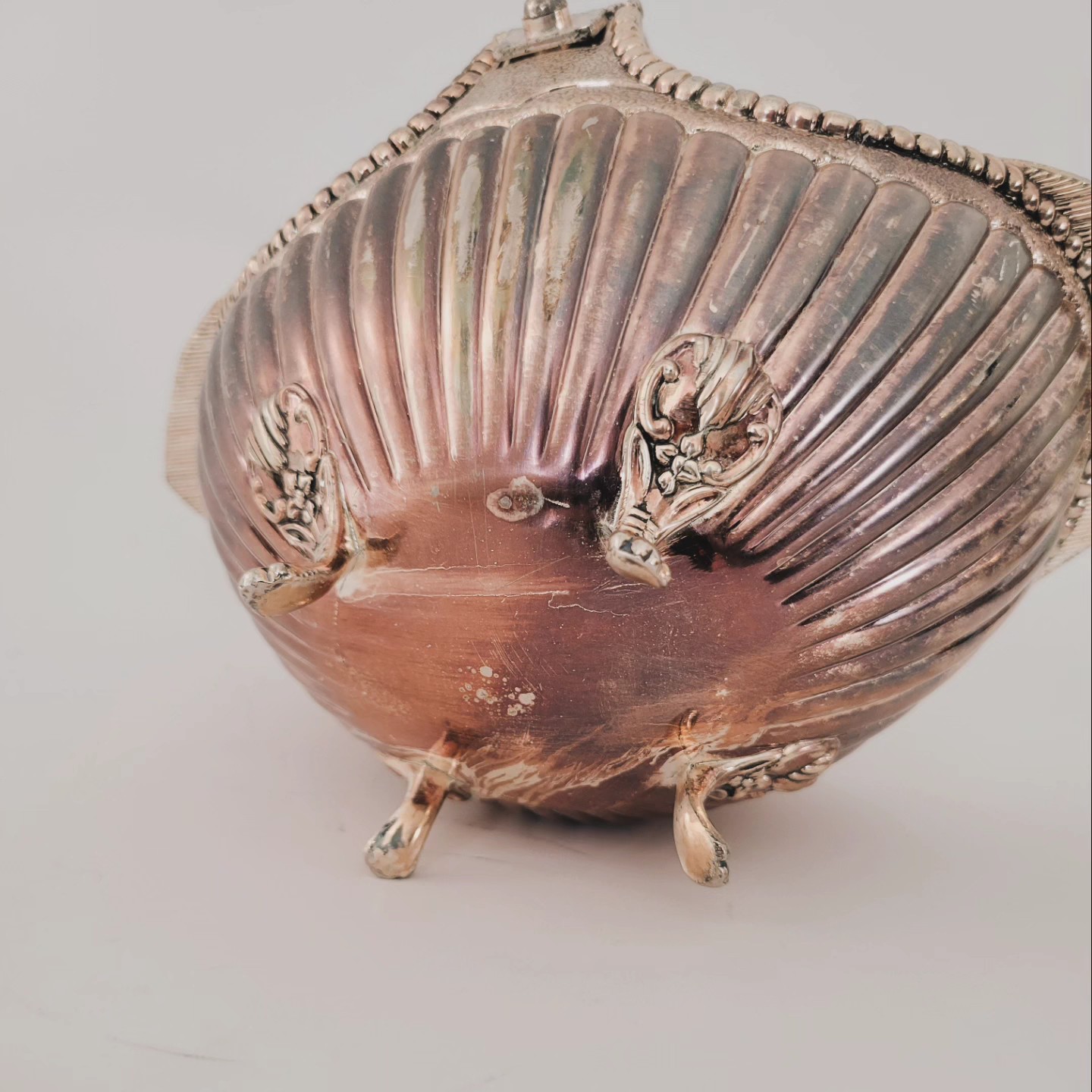 Vintage Silver-Plated Footed Basket — view 6