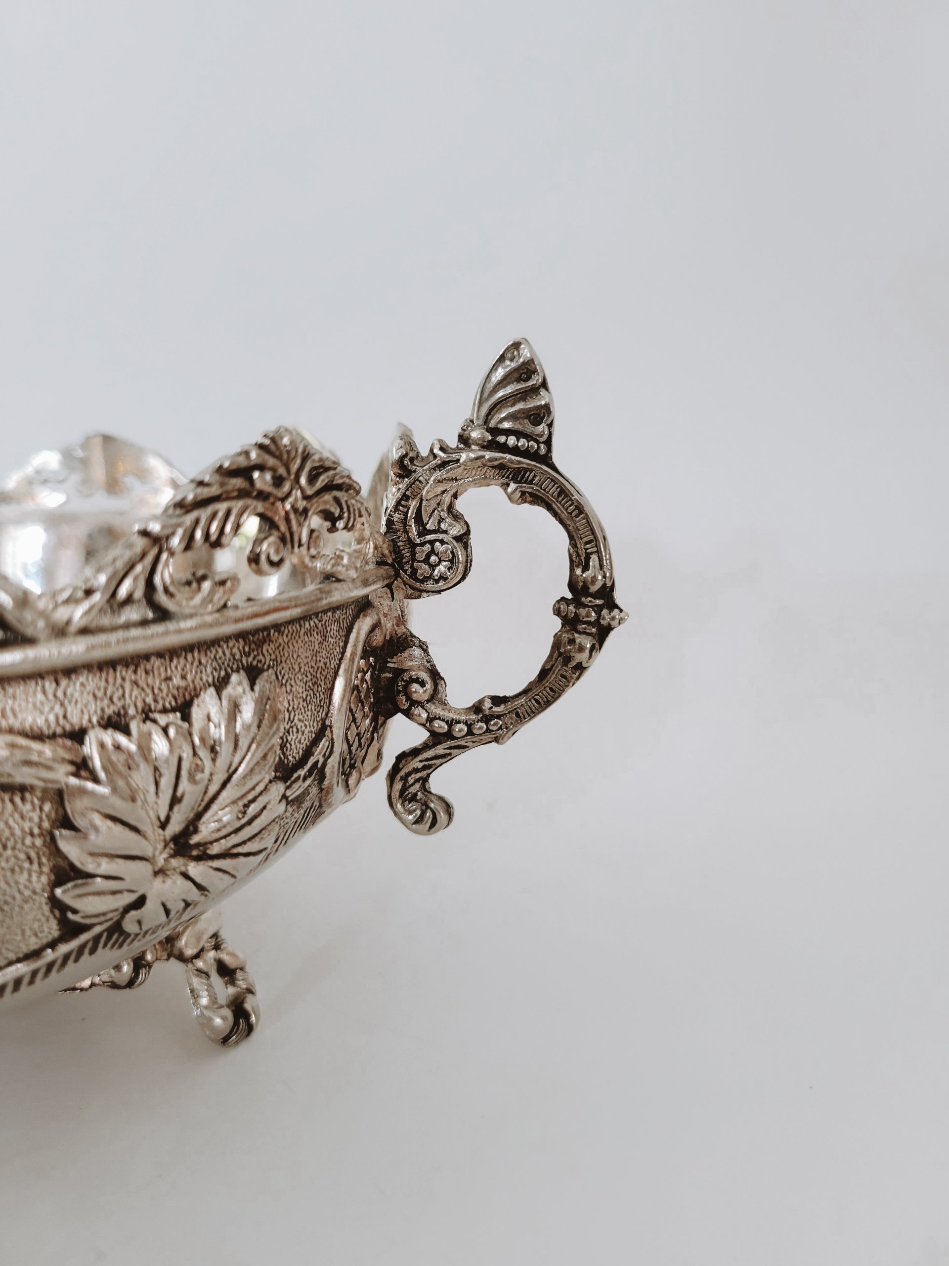 Ornate Vintage Silver-plate Footed Bowl — view 3