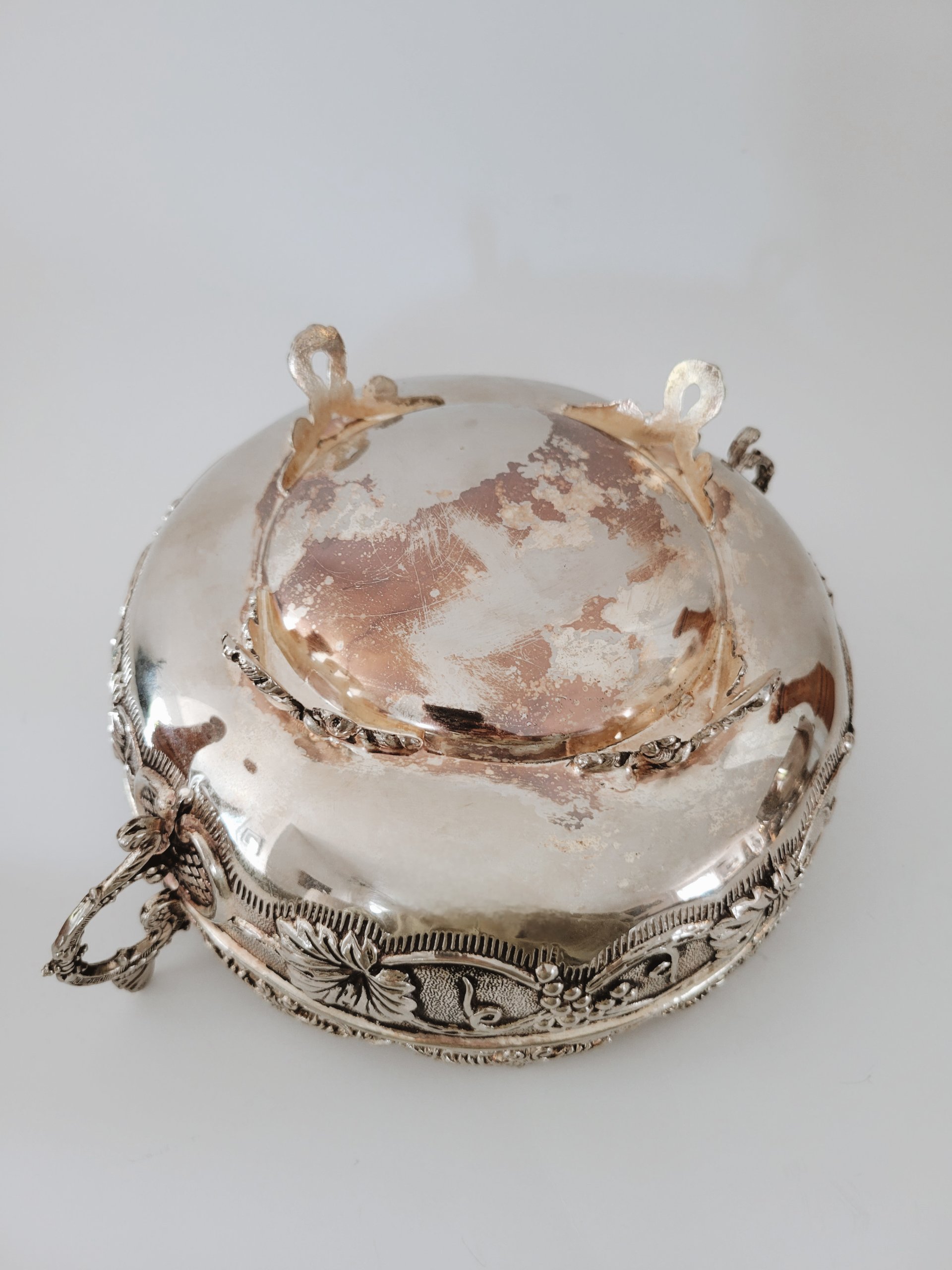 Ornate Vintage Silver-plate Footed Bowl — view 5