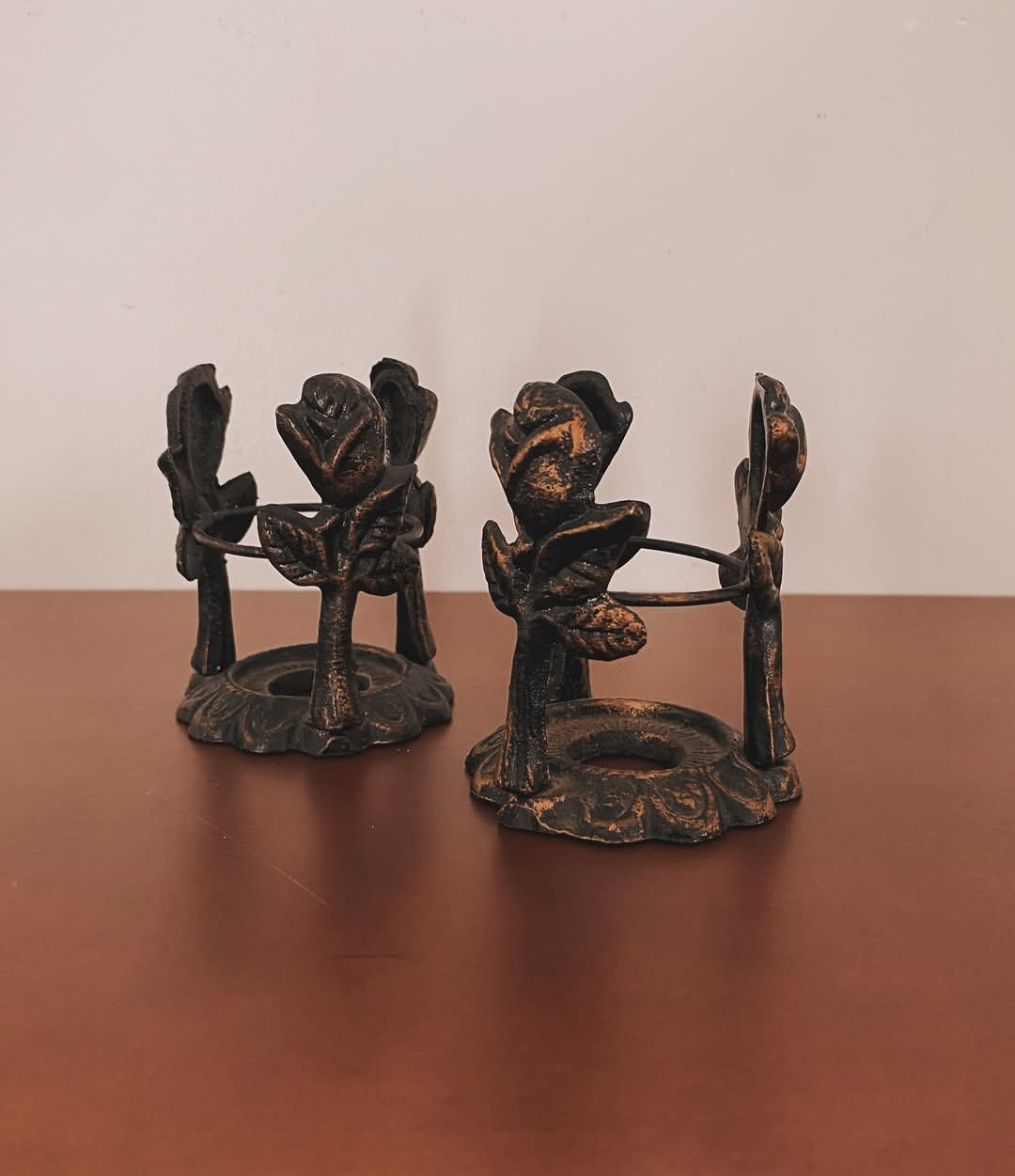 Pair of Cast Iron Candle Holders
