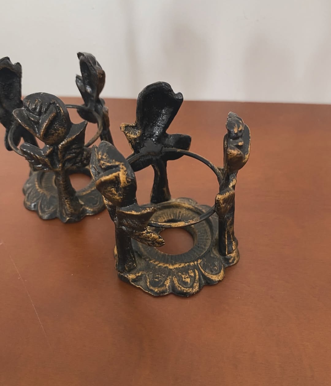 Pair of Cast Iron Candle Holders — view 2