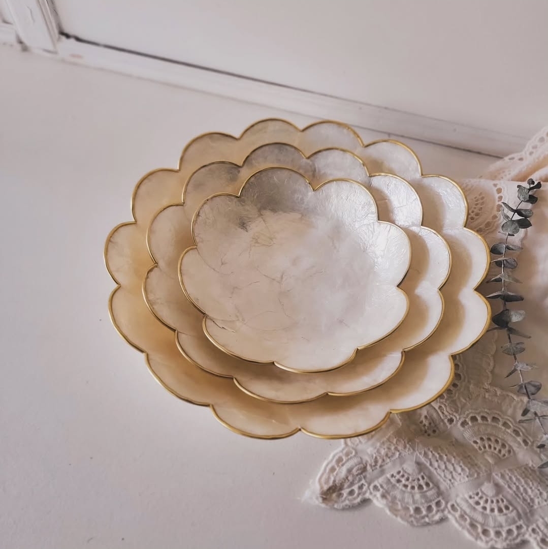 Vintage Capiz Shell Plates | Set of 3