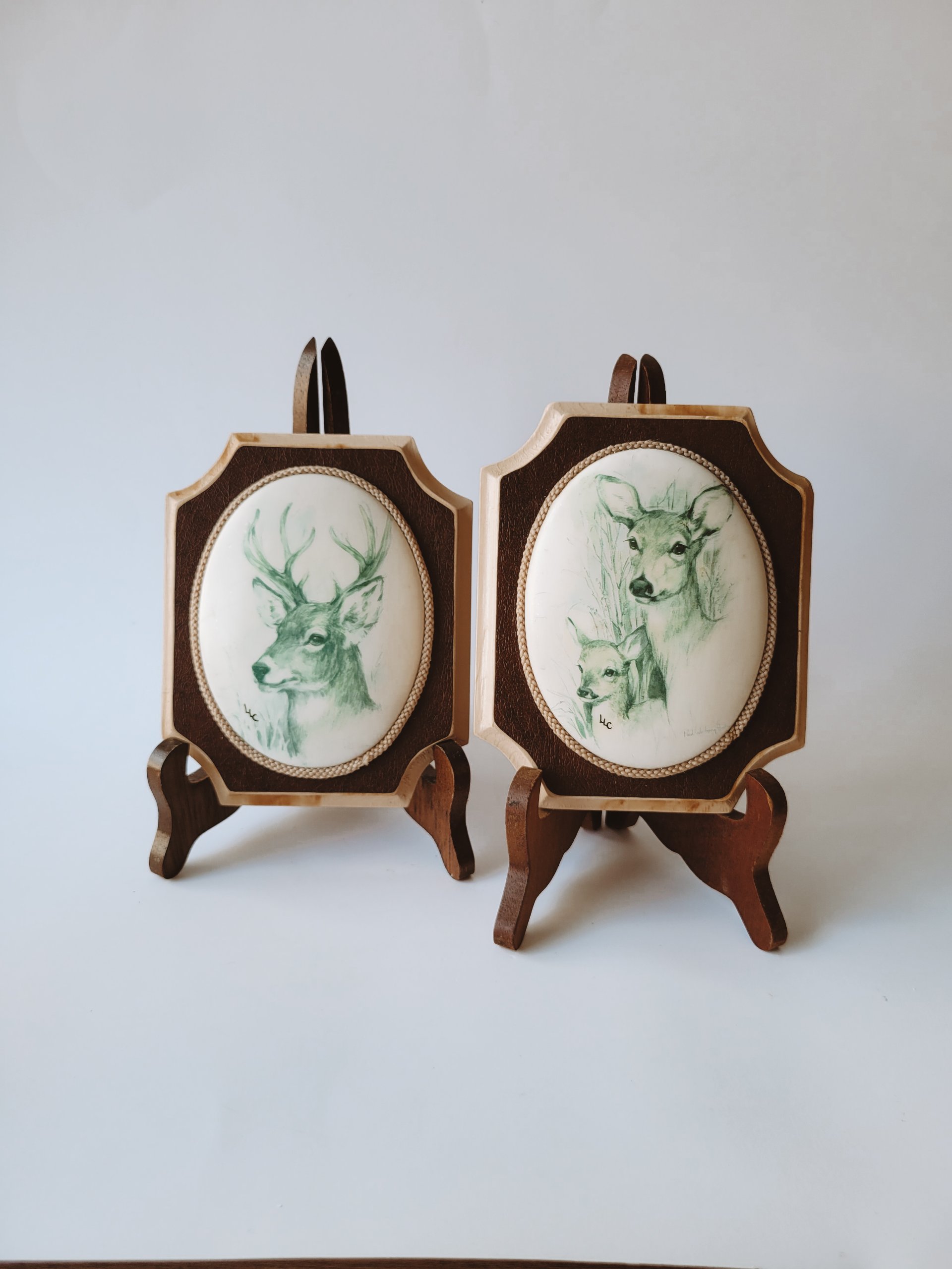 Pair Deer Wall Plaques