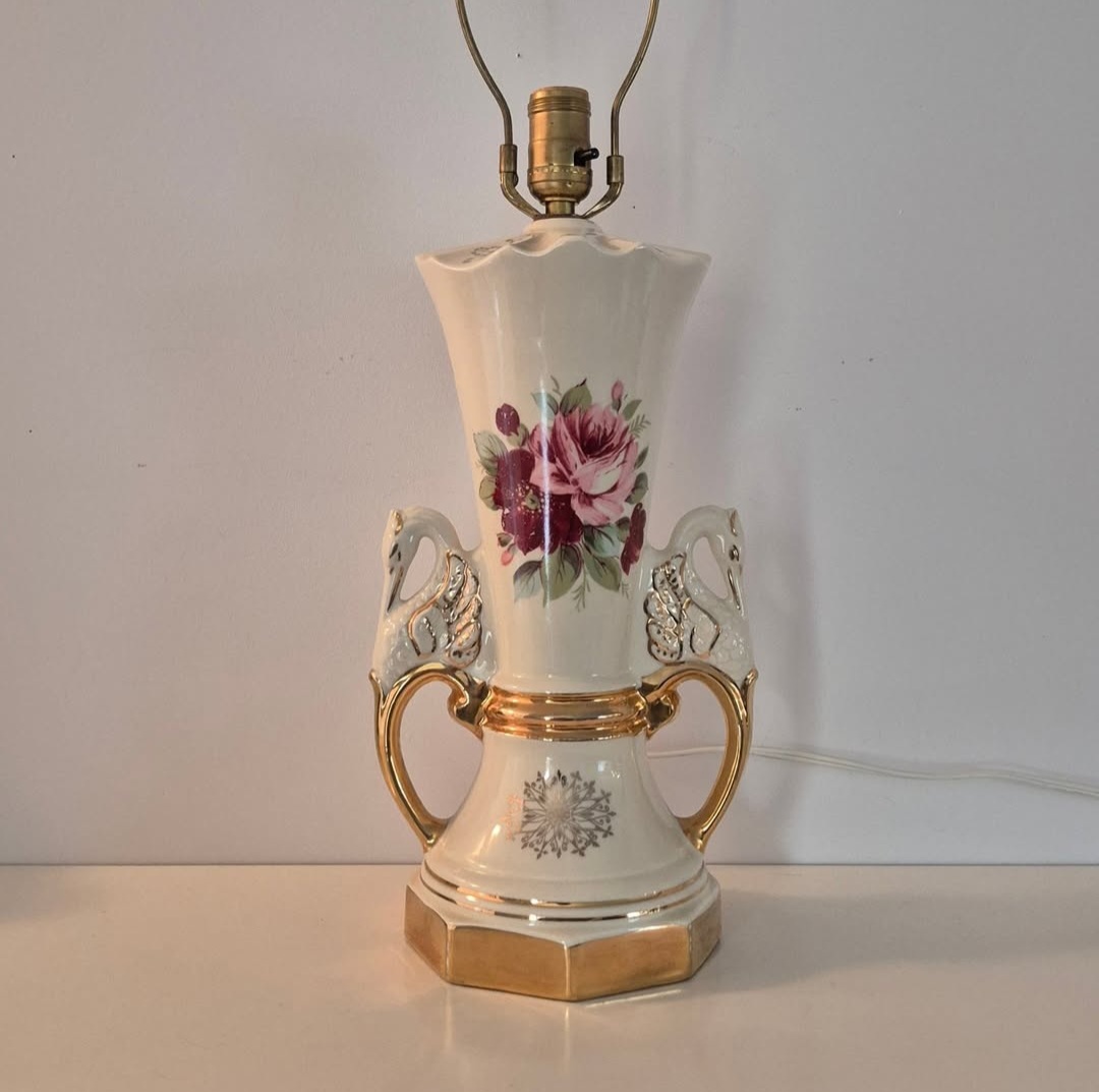 Hand-Painted Floral Ceramic Table Lamp