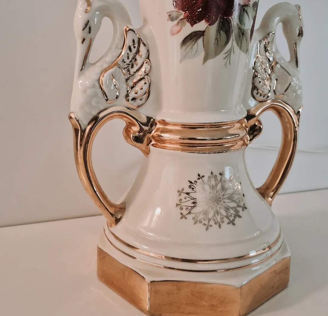 Hand-Painted Floral Ceramic Table Lamp — view 2