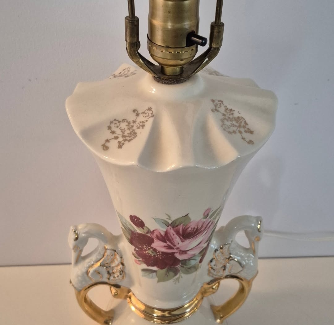 Hand-Painted Floral Ceramic Table Lamp — view 4