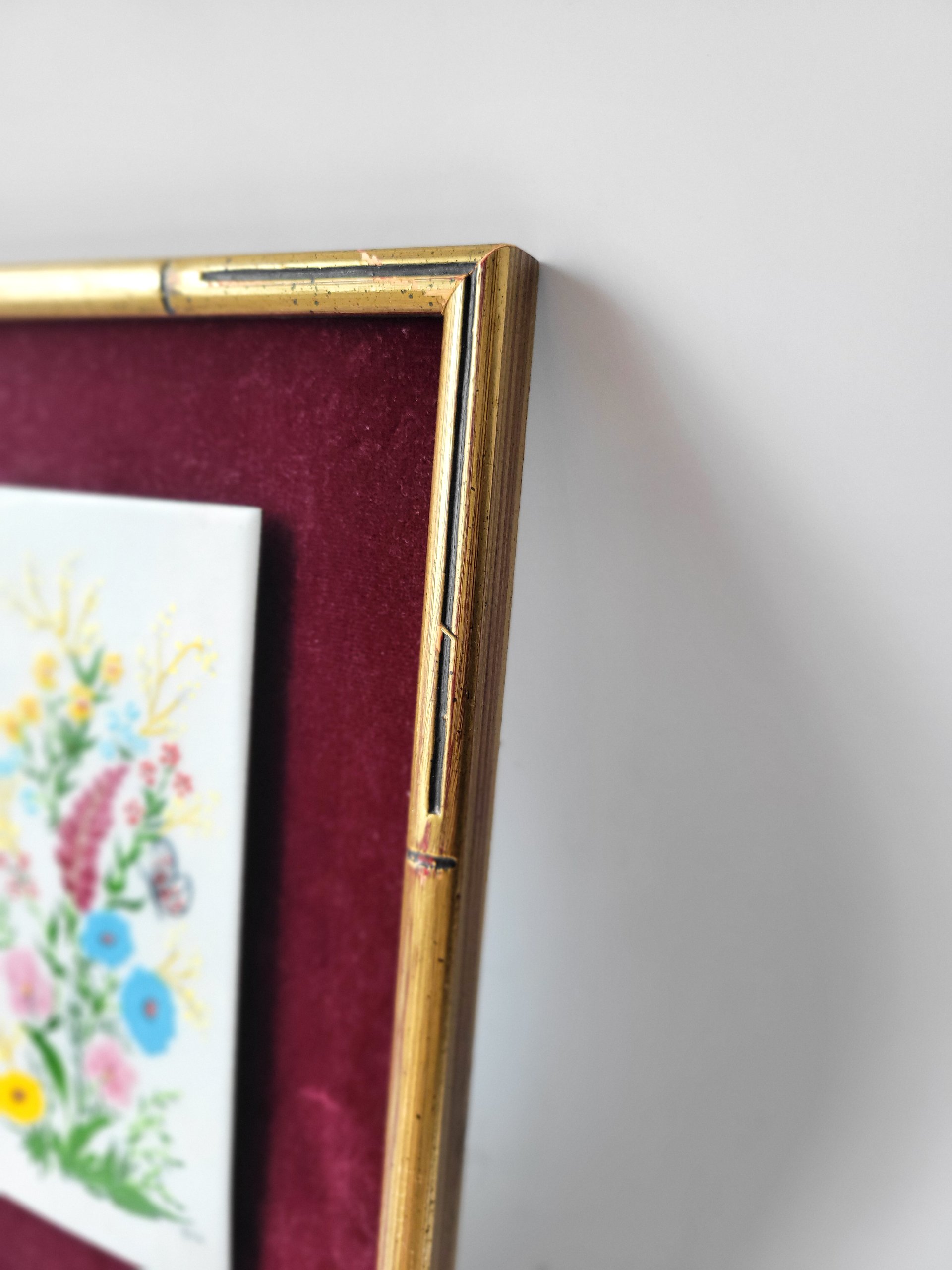 Framed Floral Artwork on Tile — view 2