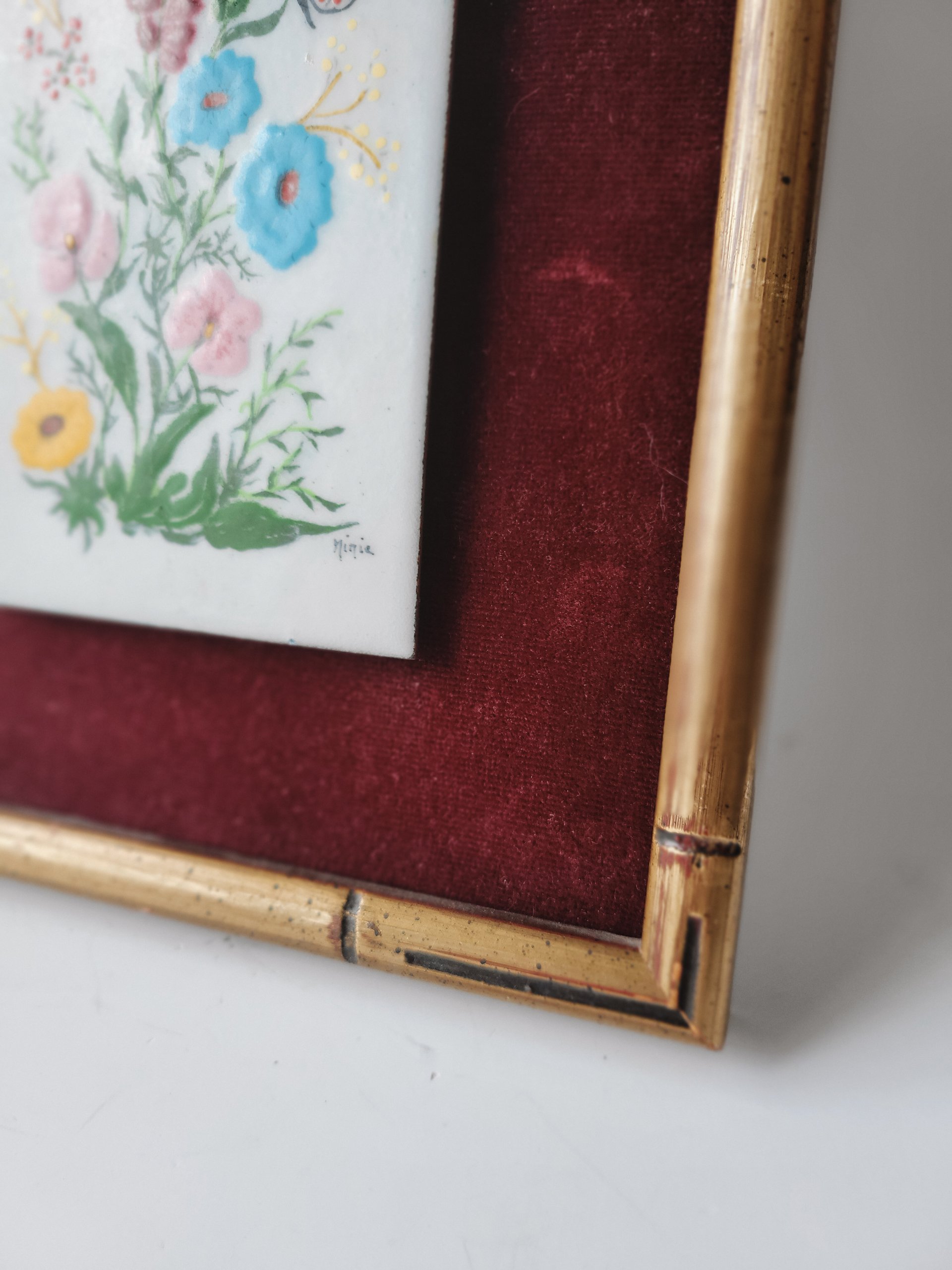 Framed Floral Artwork on Tile — view 3