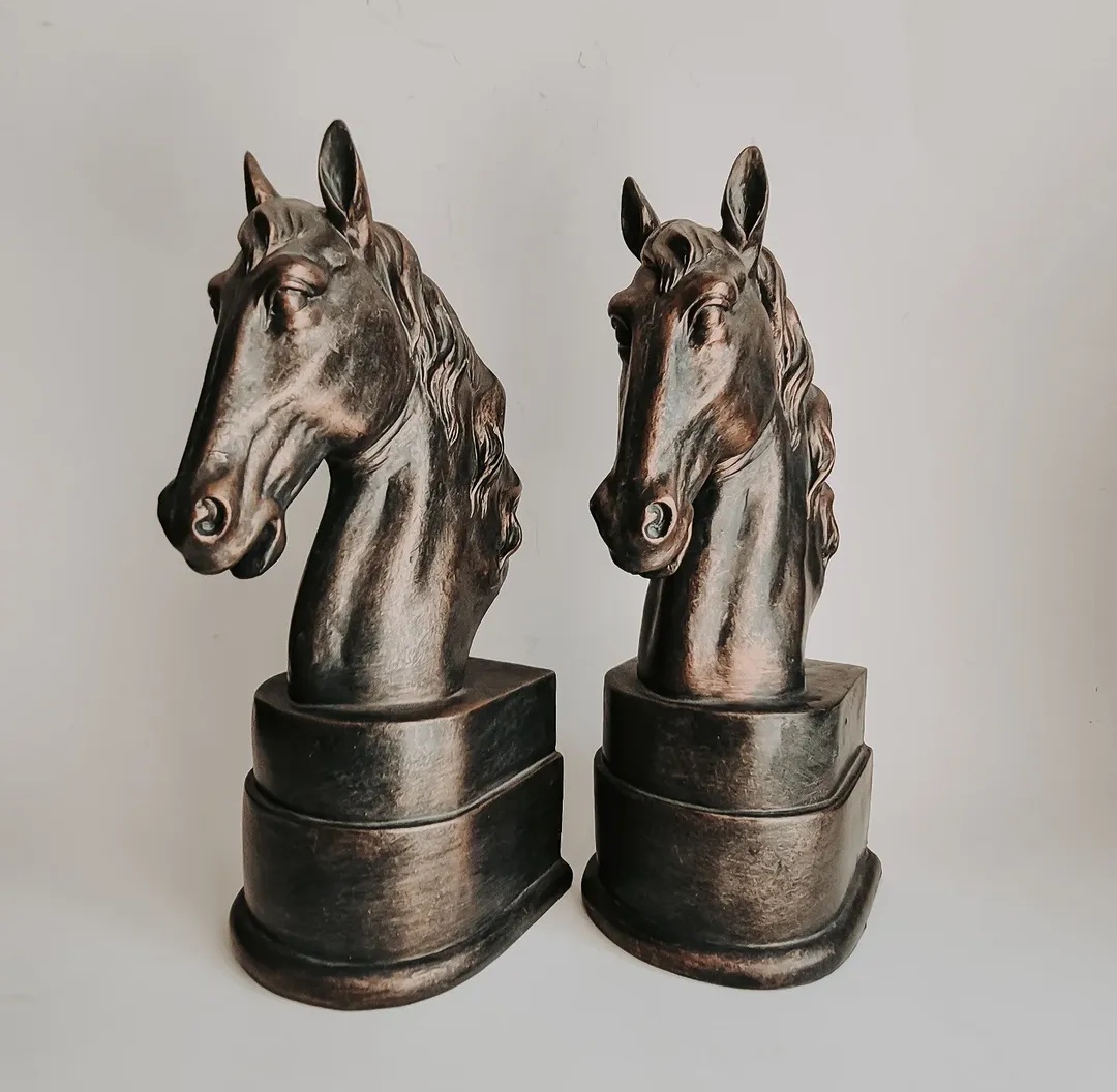 Bronze-Look Horse Bookends
