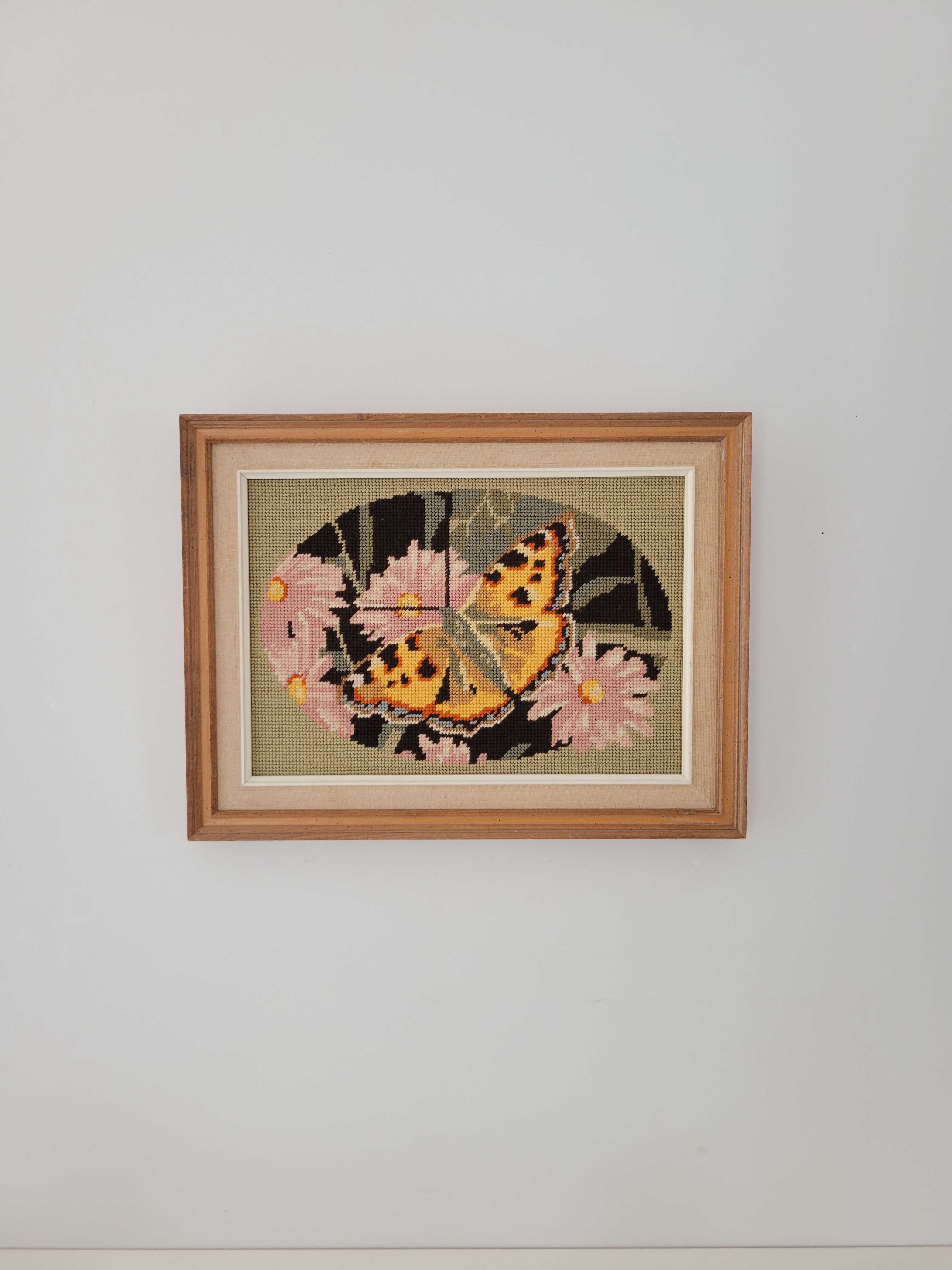 Vintage French Textile Butterfly Tapestry