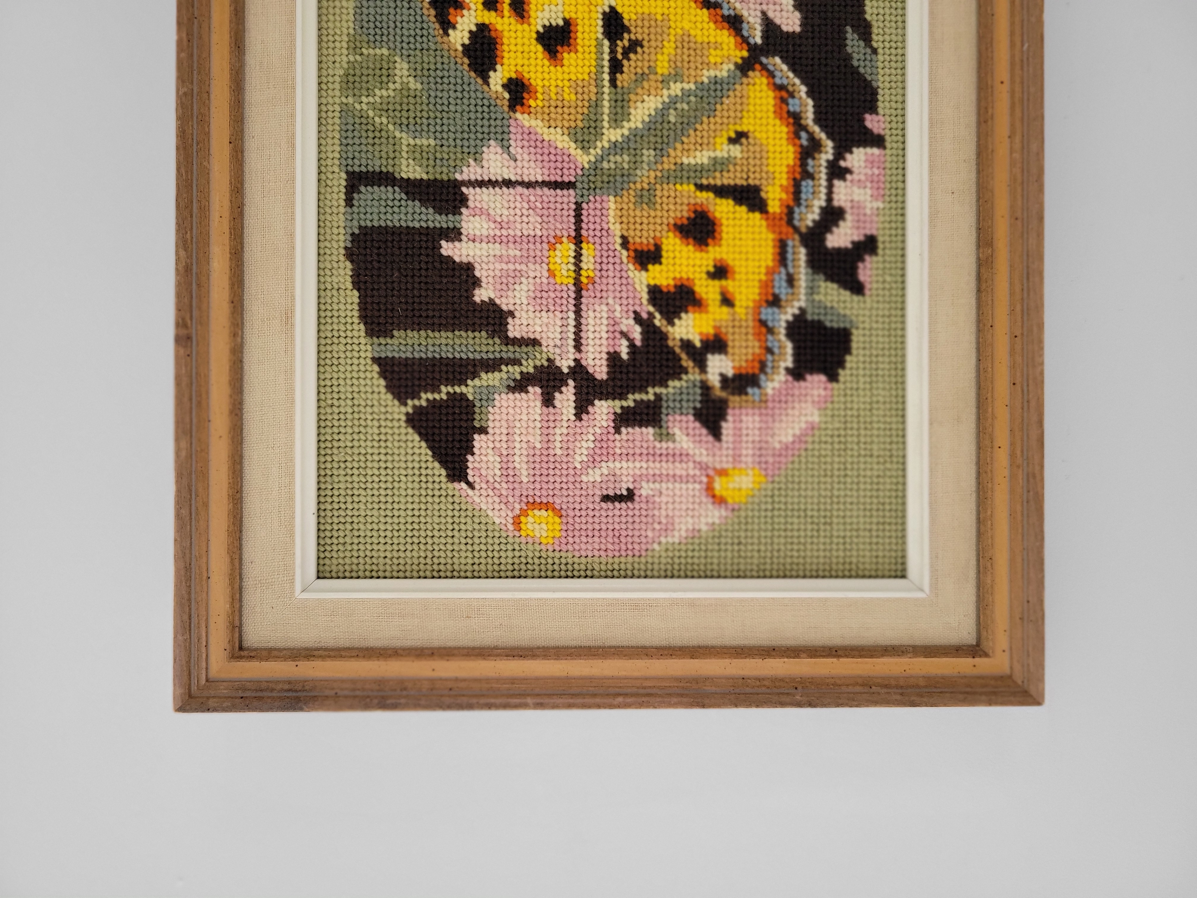 Vintage French Textile Butterfly Tapestry — view 2