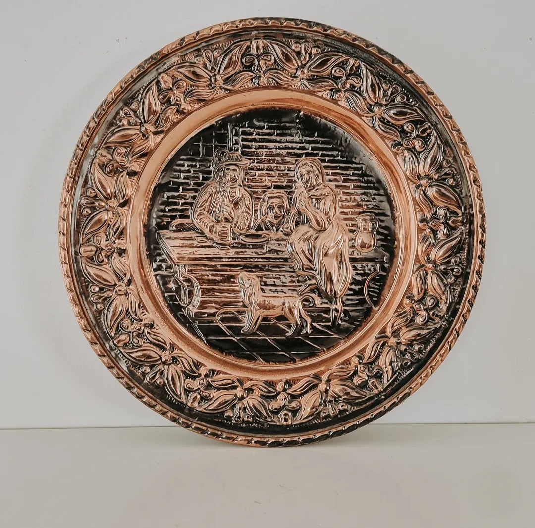 Vintage Hand-Hammered Dutch Copper Plate