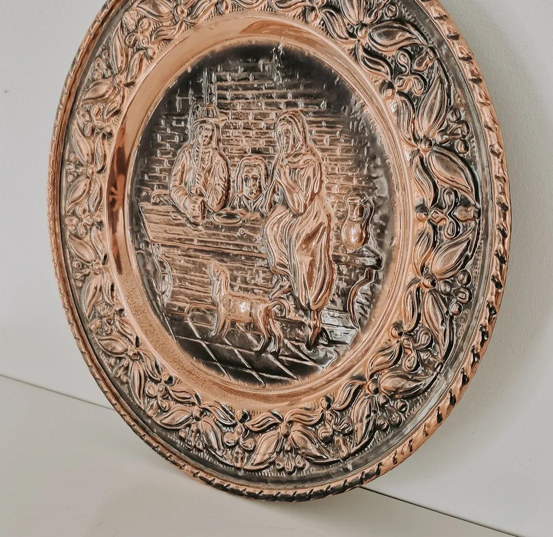 Vintage Hand-Hammered Dutch Copper Plate — view 3