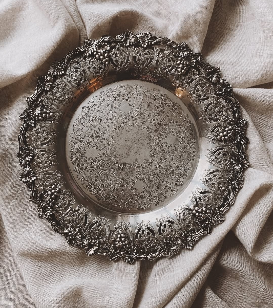 Ornate Silver-Plated Tray