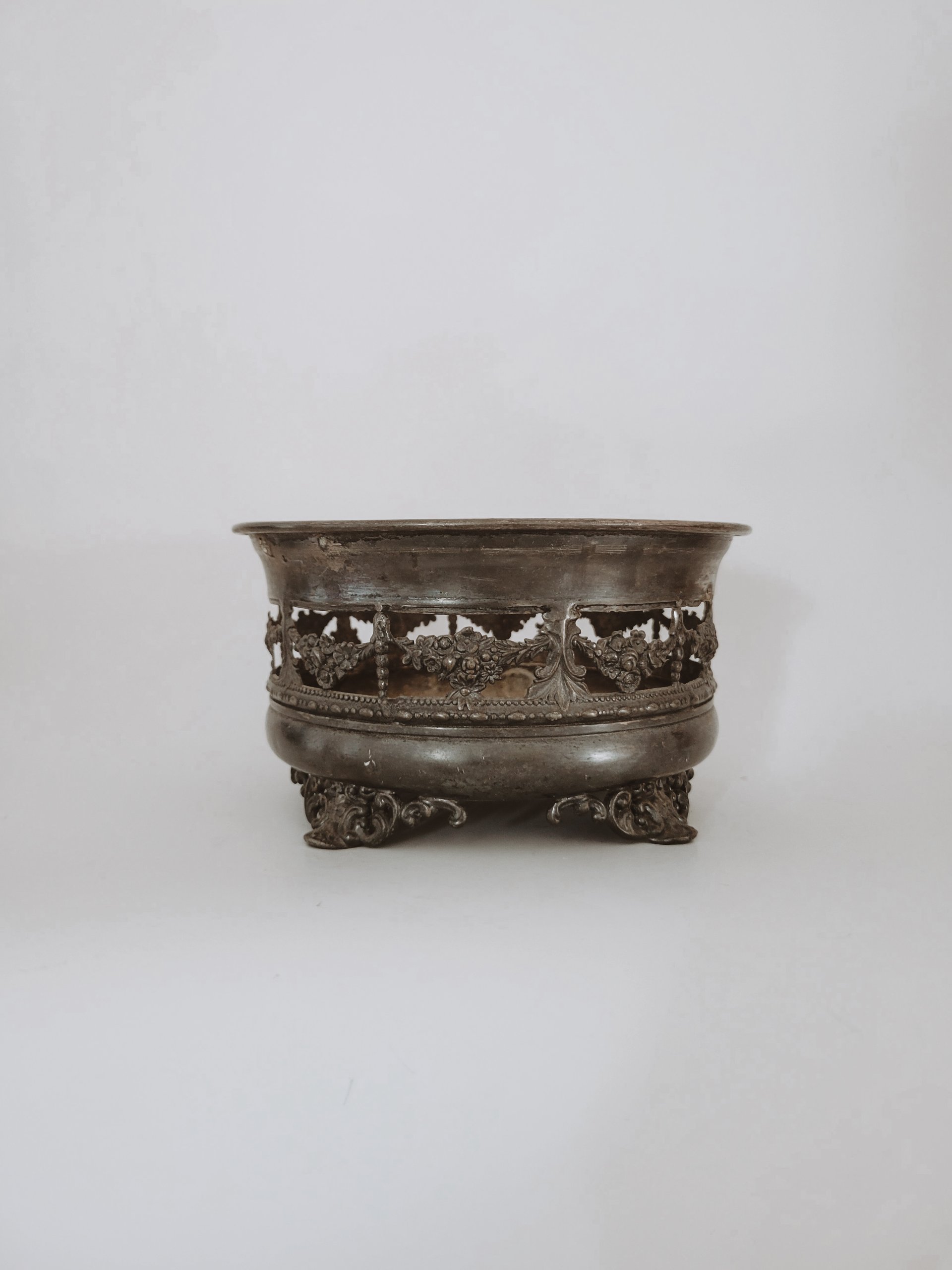 Antique Silver-plate Footed Bowl