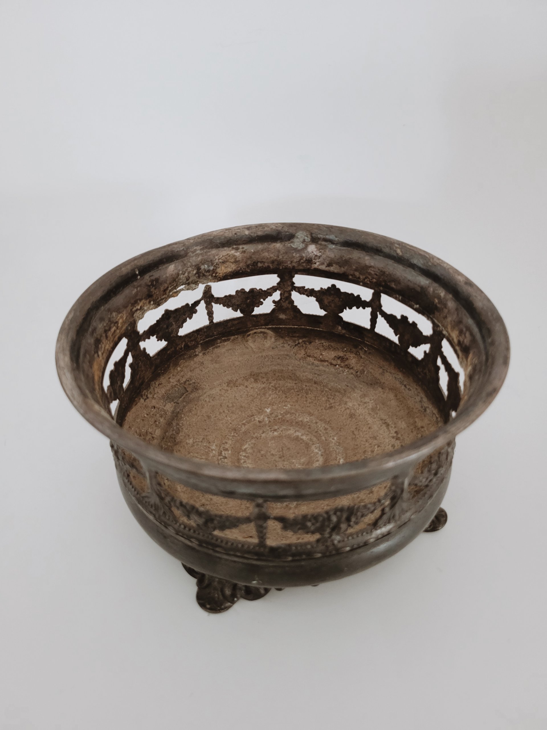 Antique Silver-plate Footed Bowl — view 4