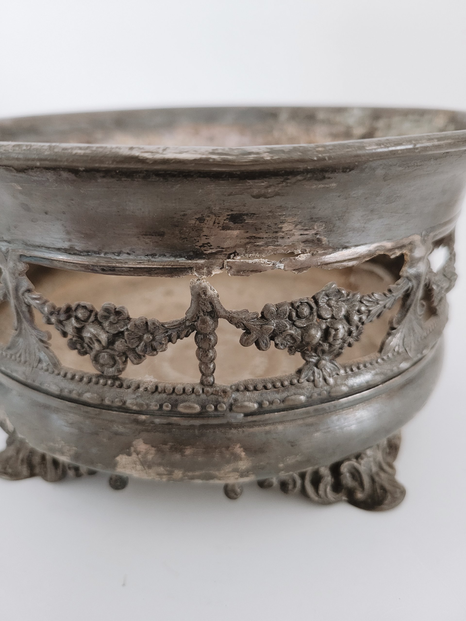 Antique Silver-plate Footed Bowl — view 5
