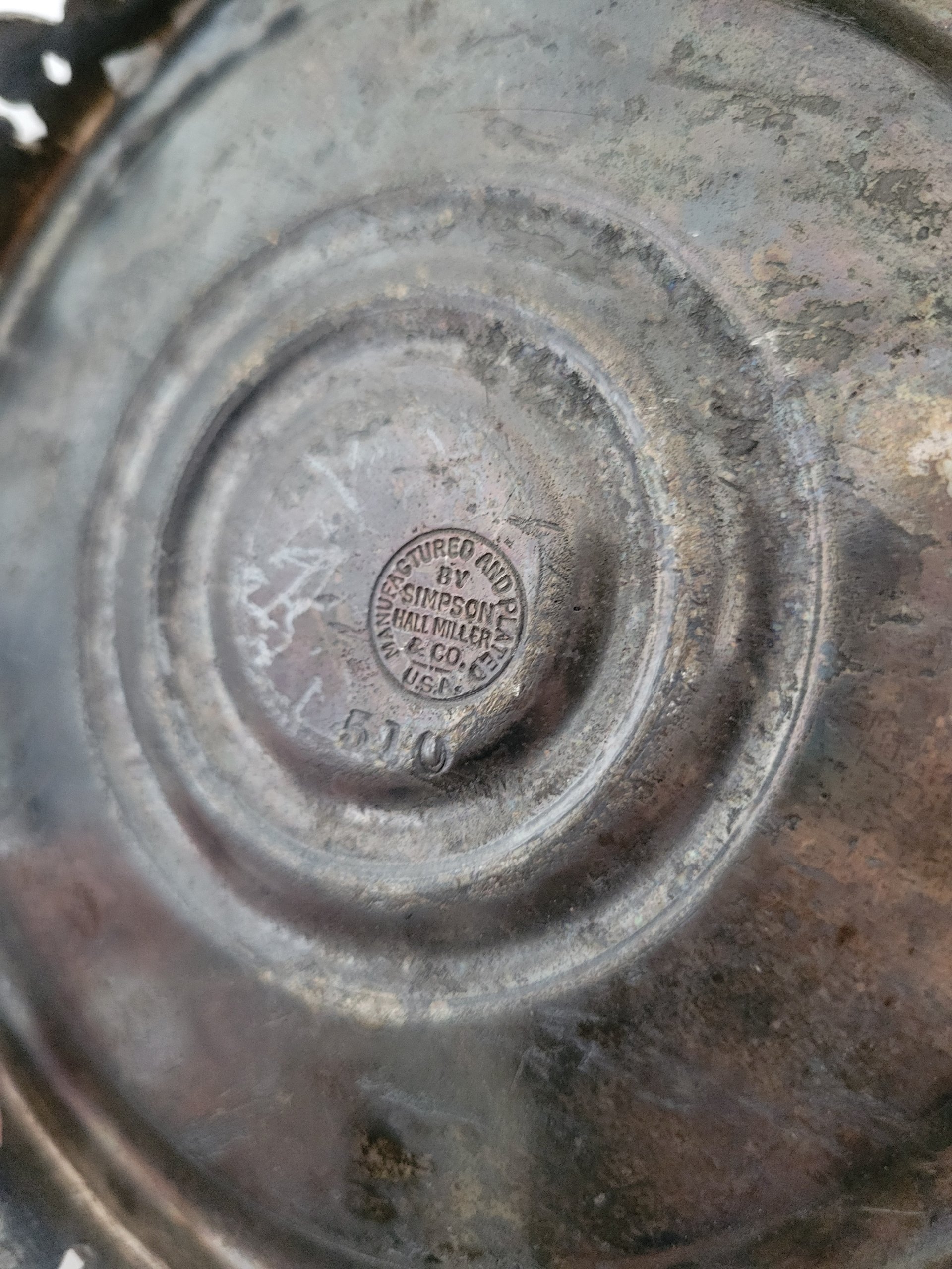 Antique Silver-plate Footed Bowl — view 6
