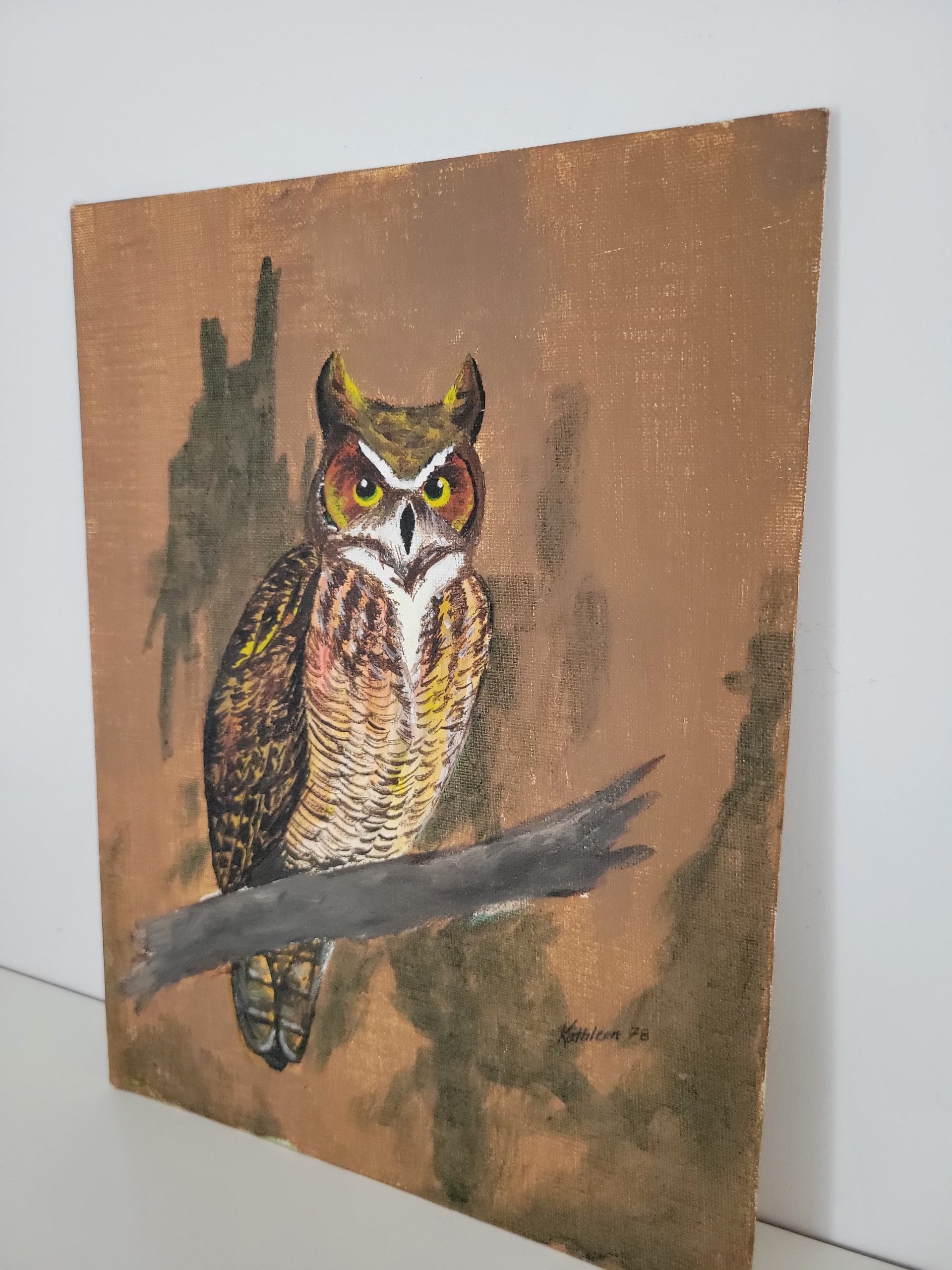 Original Owl Painting on Board — view 2