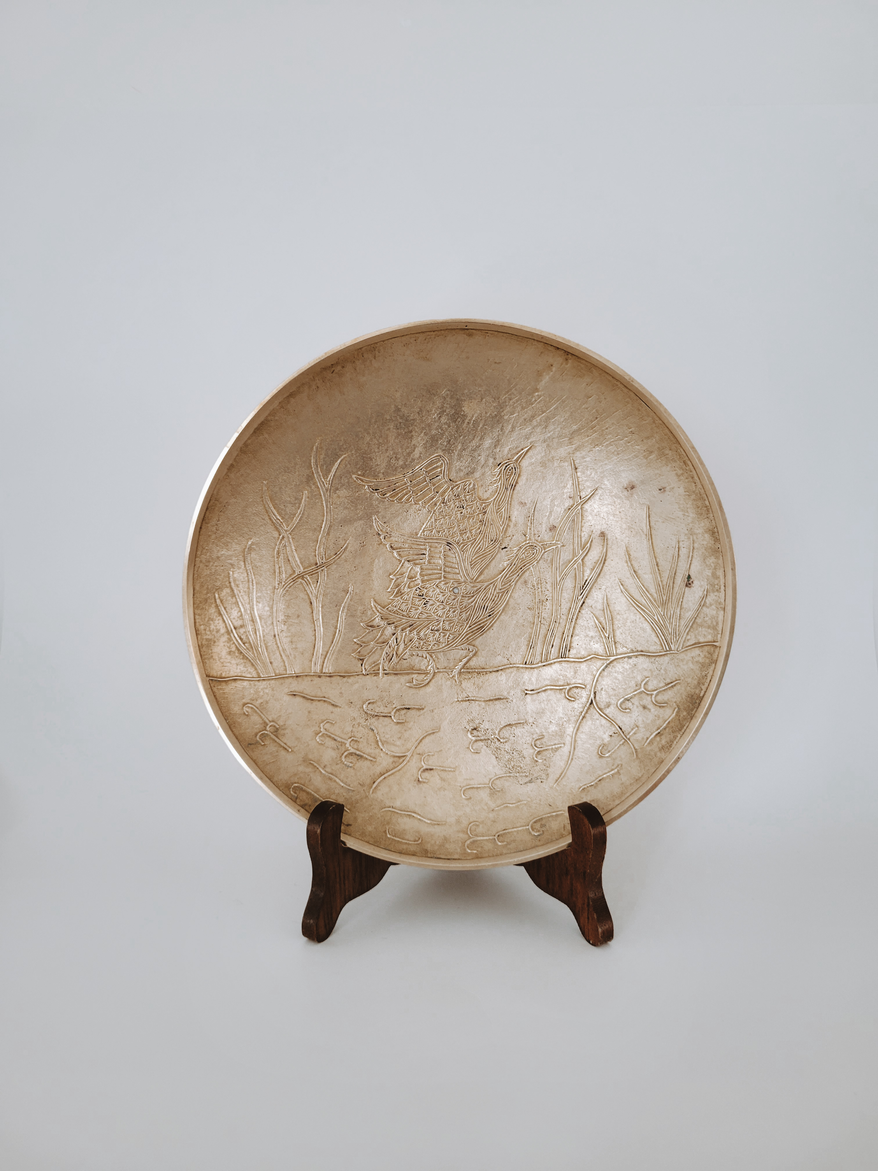 Large Brass Pedestal Bowl