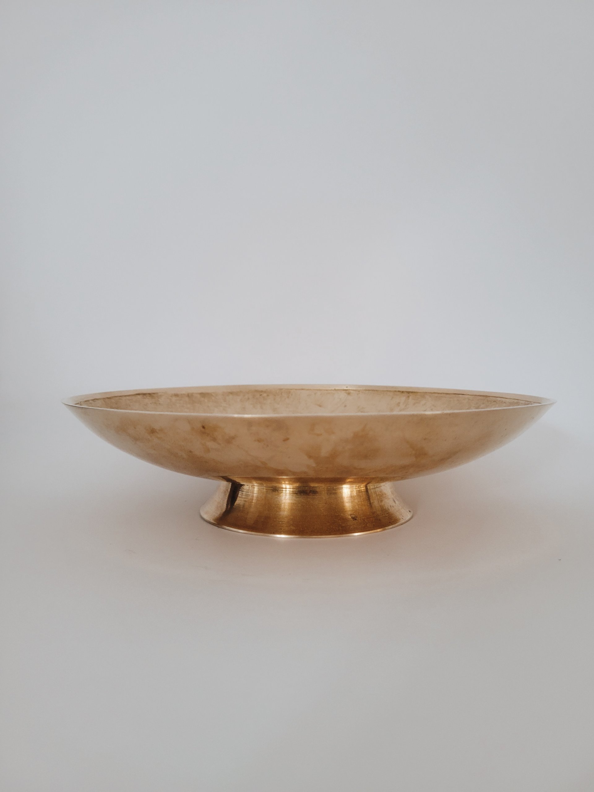 Large Brass Pedestal Bowl — view 3