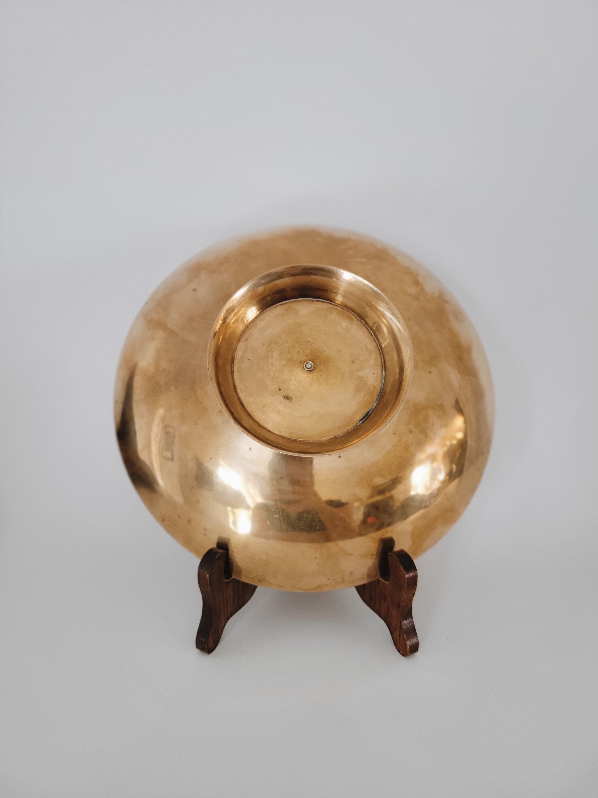 Large Brass Pedestal Bowl — view 4