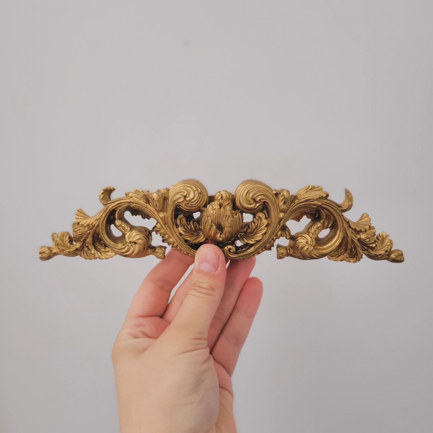 Ornate Gold Acanthus Wall Pediment — view 3