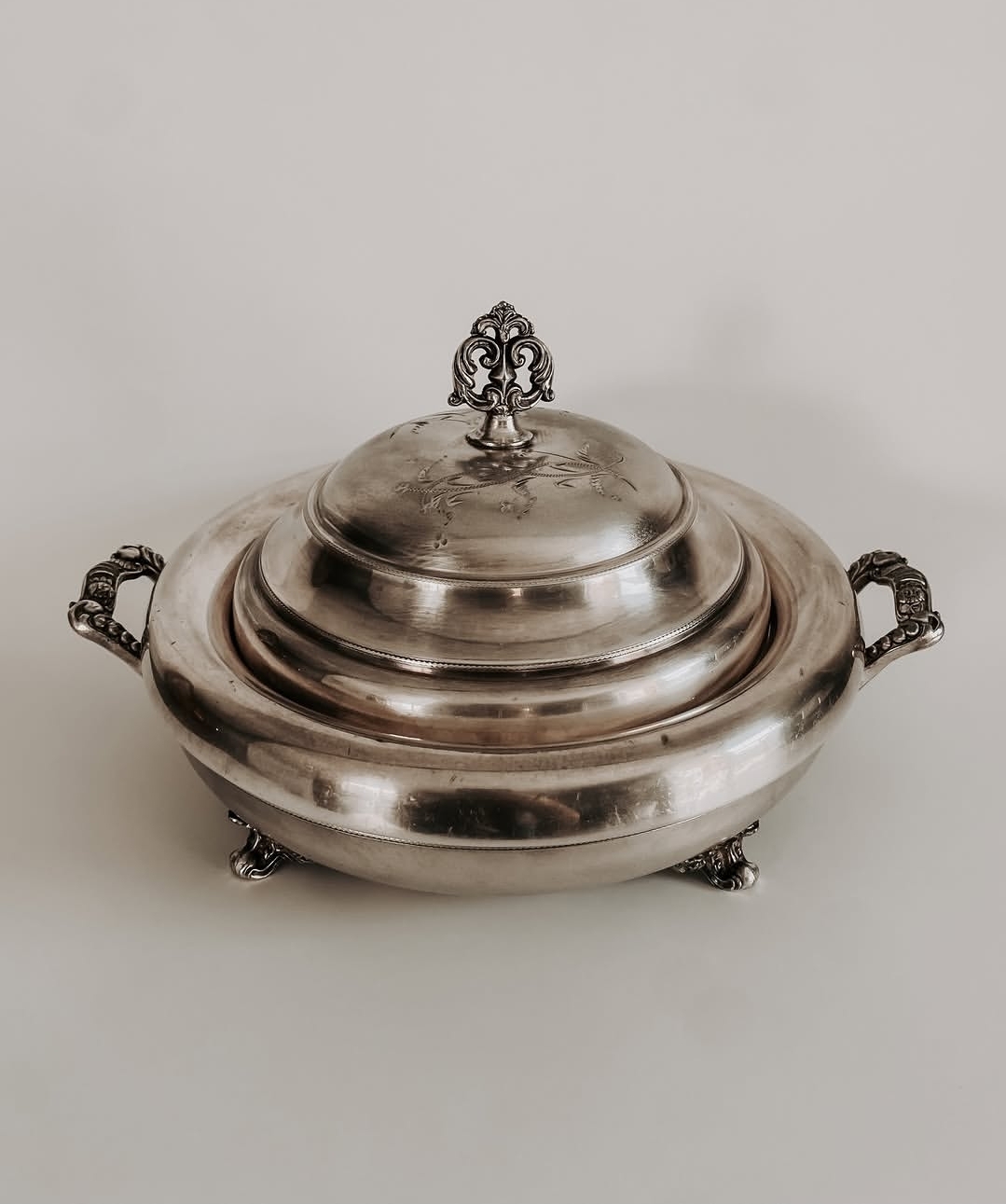 Antique Monarch Plate Lidded Serving Dish