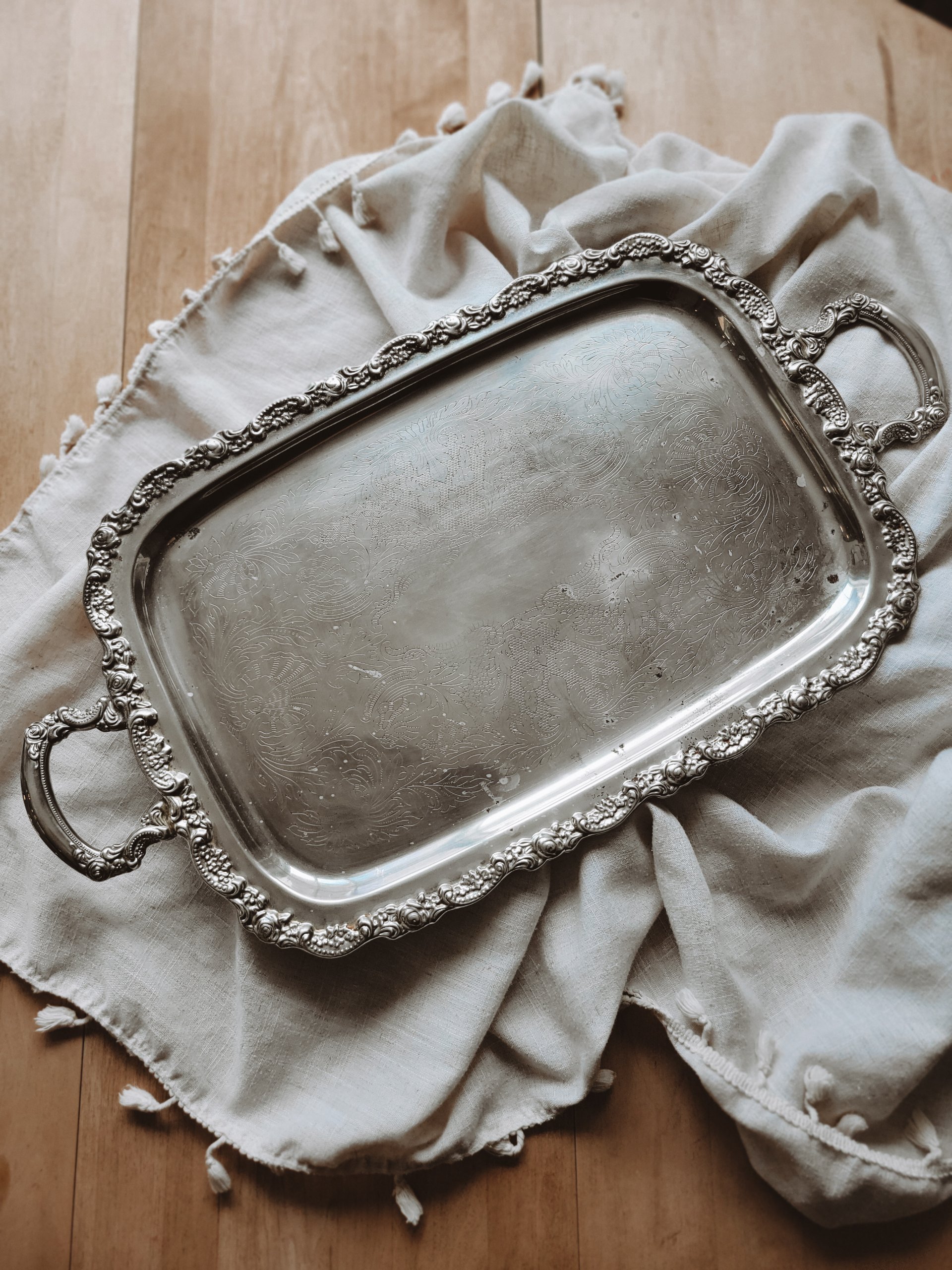 Large Footed Silverplate Tray