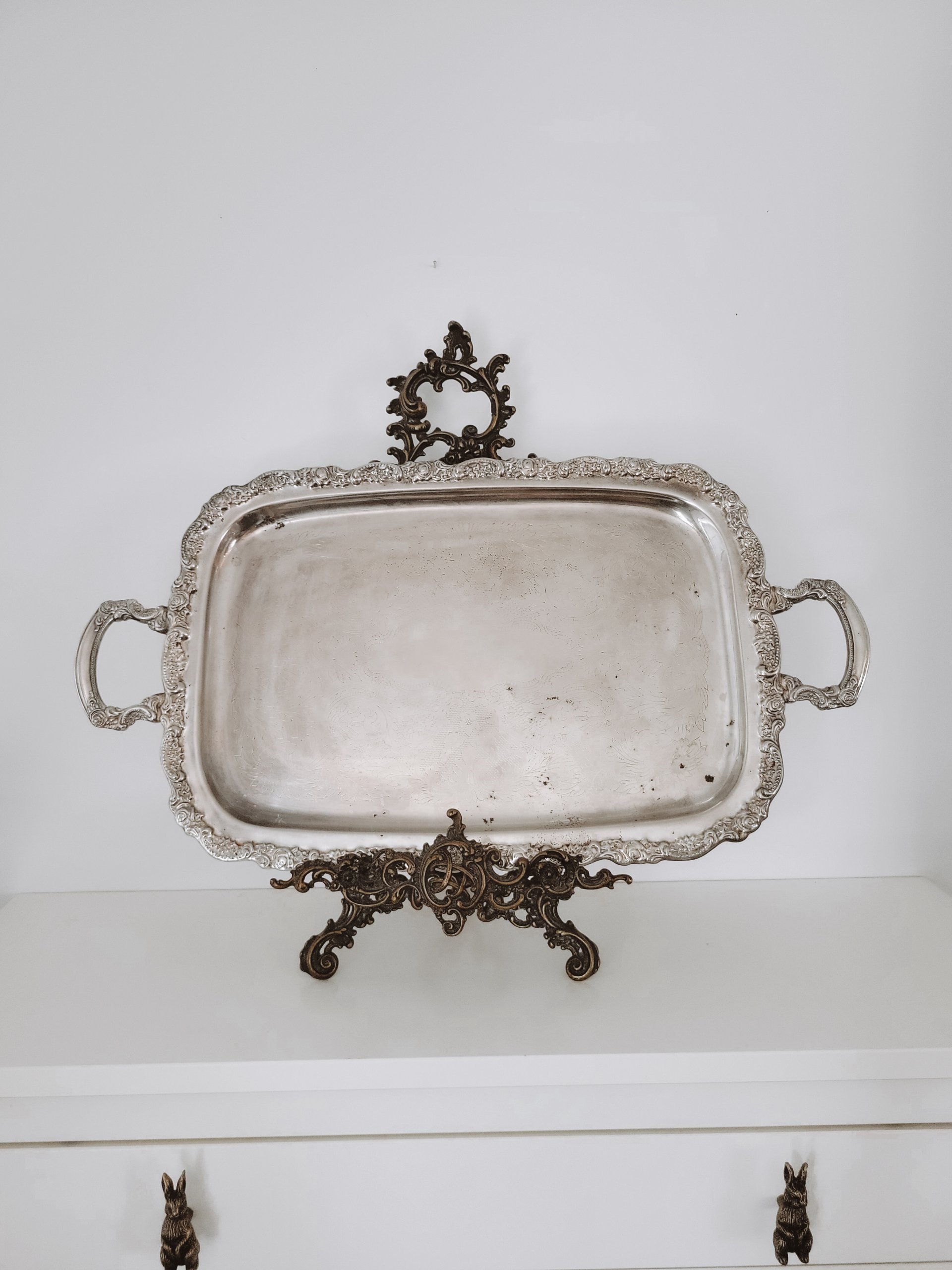 Large Footed Silverplate Tray — view 3