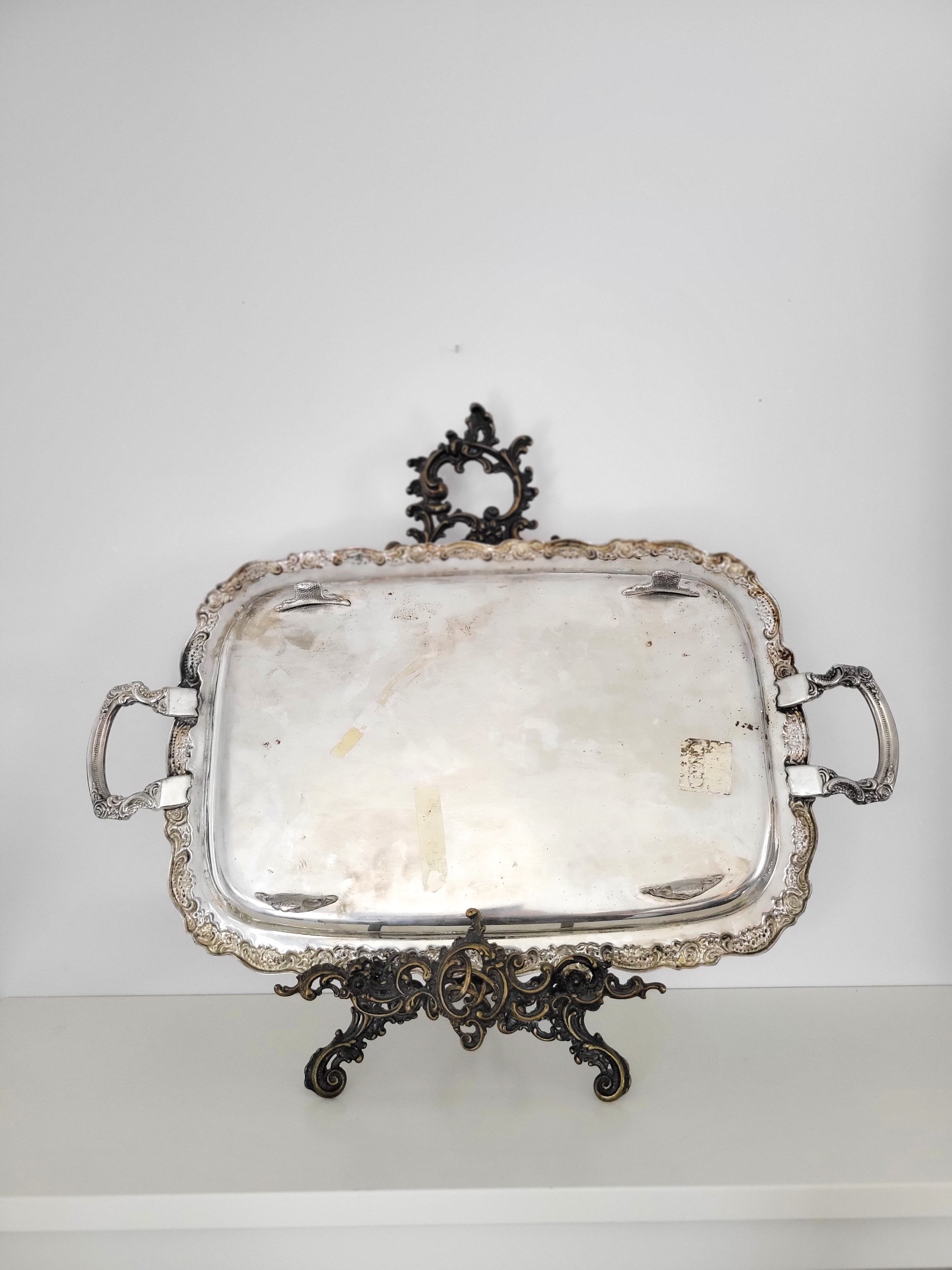 Large Footed Silverplate Tray — view 7