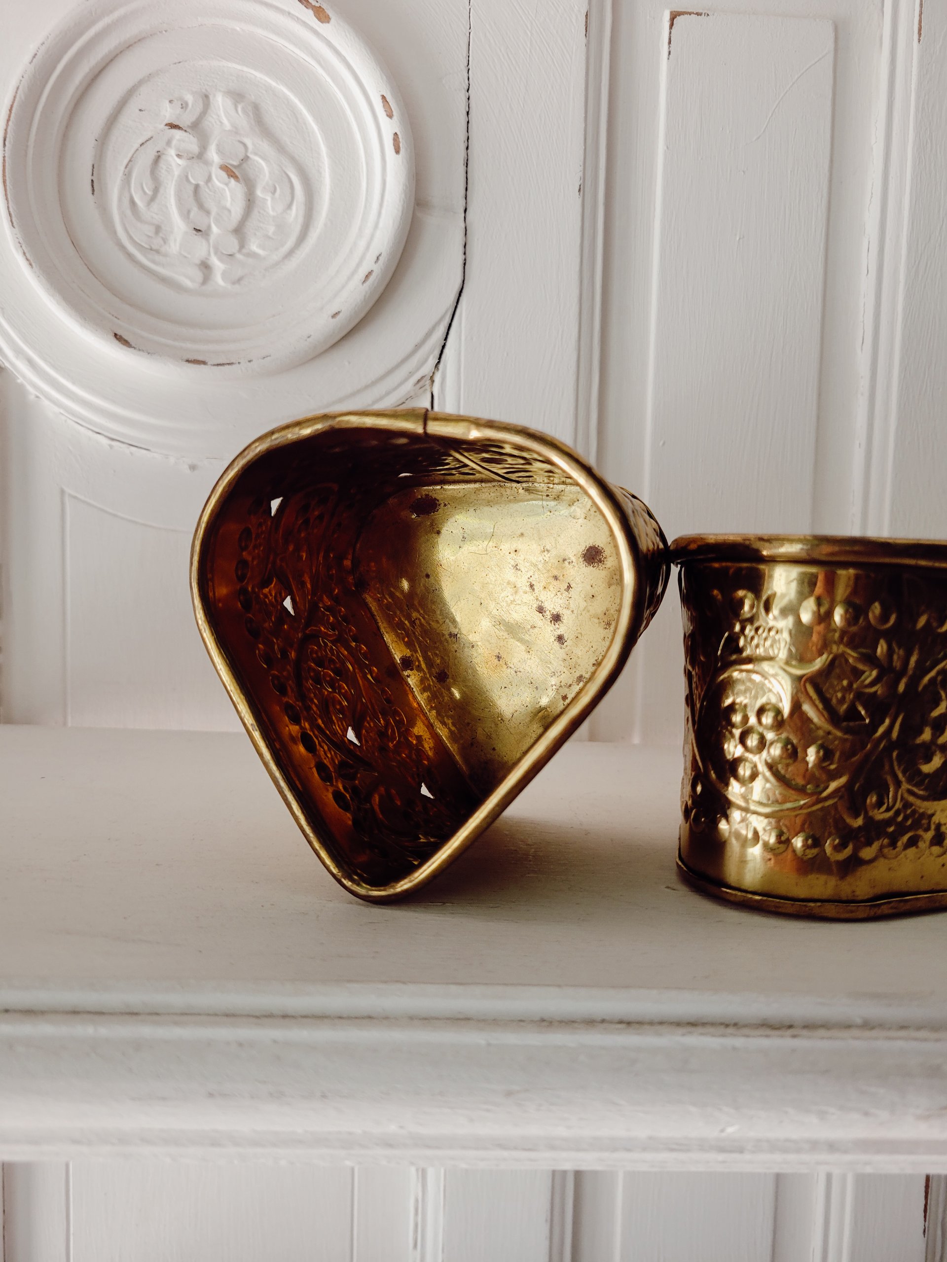 Pair of Pierced Brass Heart-Shaped Trinket Boxes — view 4