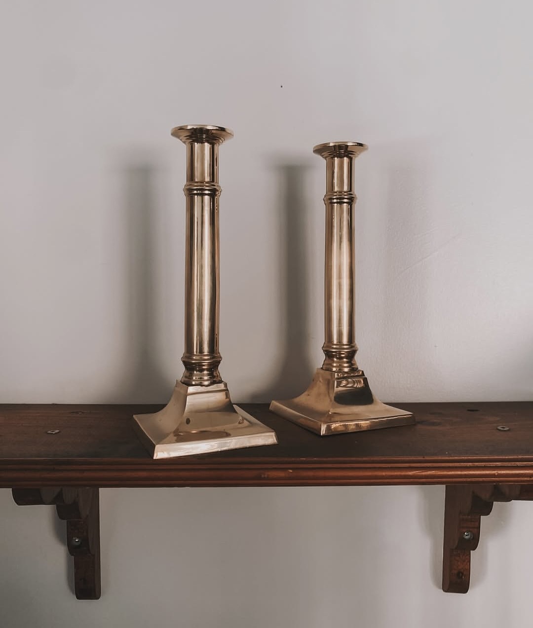 Solid Brass Taper Candlestick Pair