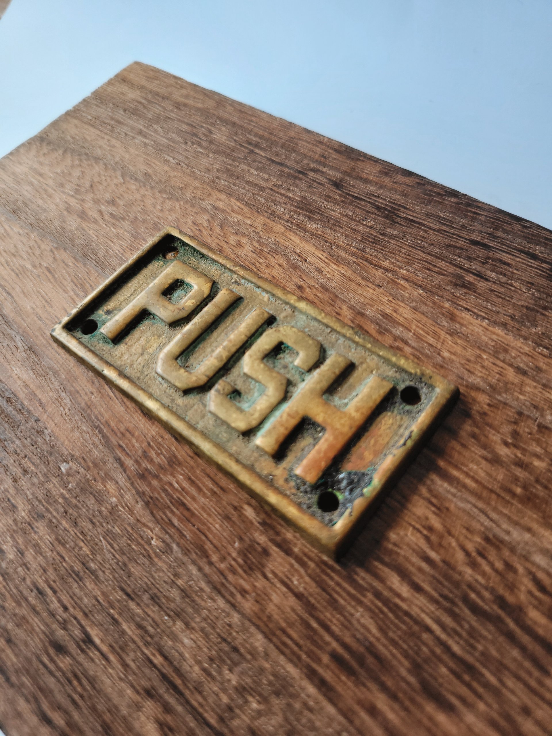 Vintage Brass “PUSH” Door Sign — view 2