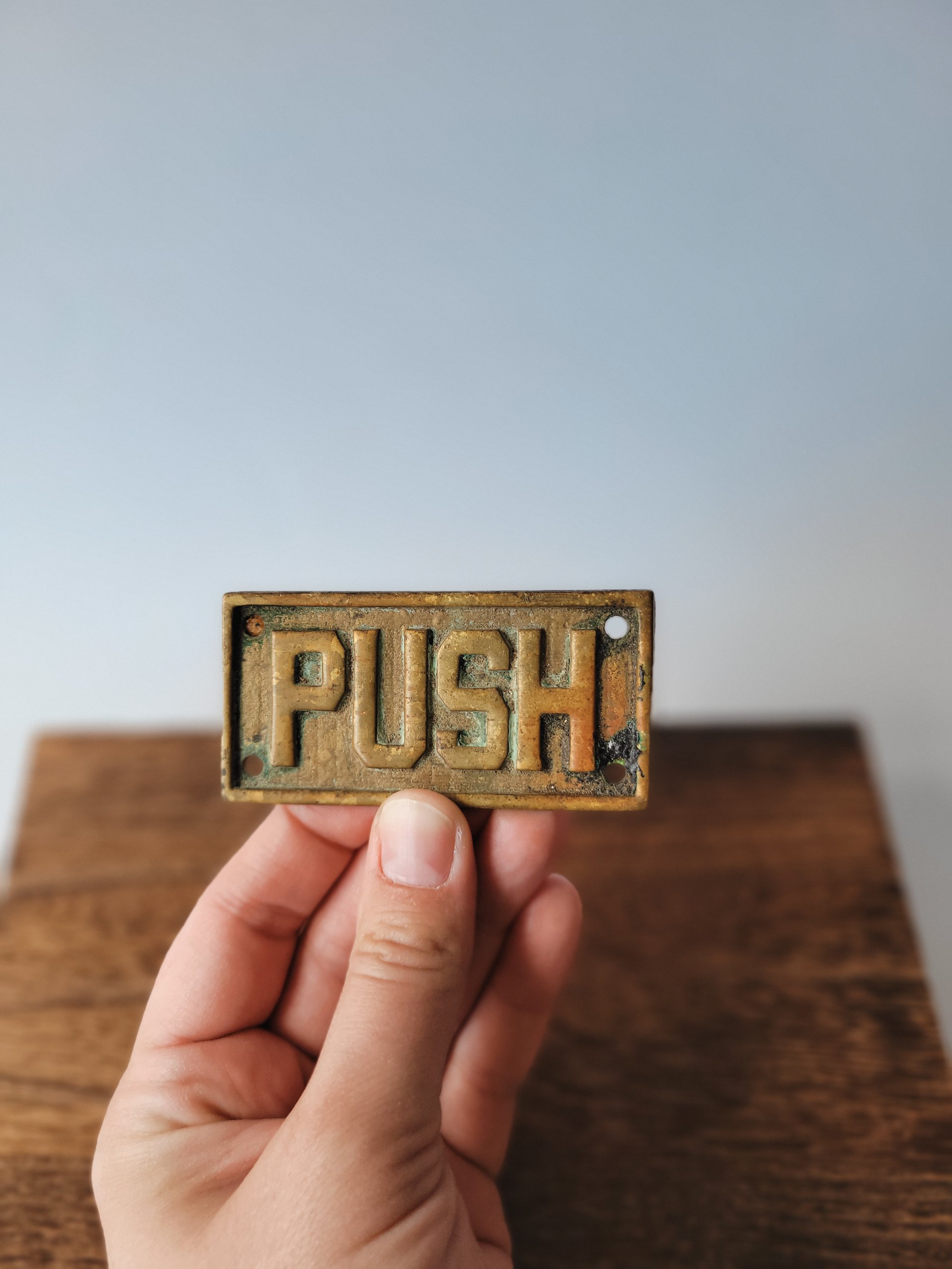 Vintage Brass “PUSH” Door Sign — view 3