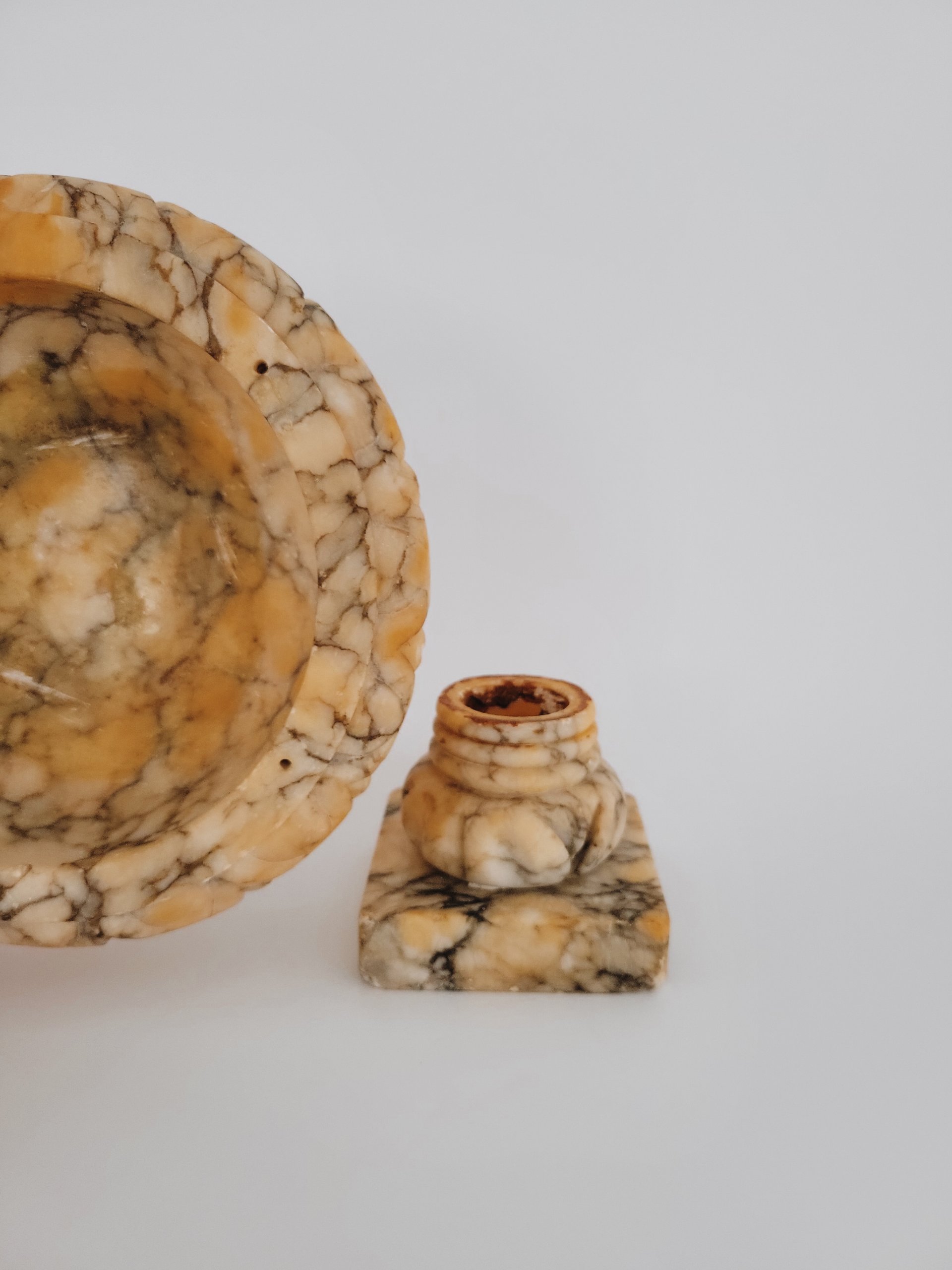 Orange Alabaster Birdbath — view 3