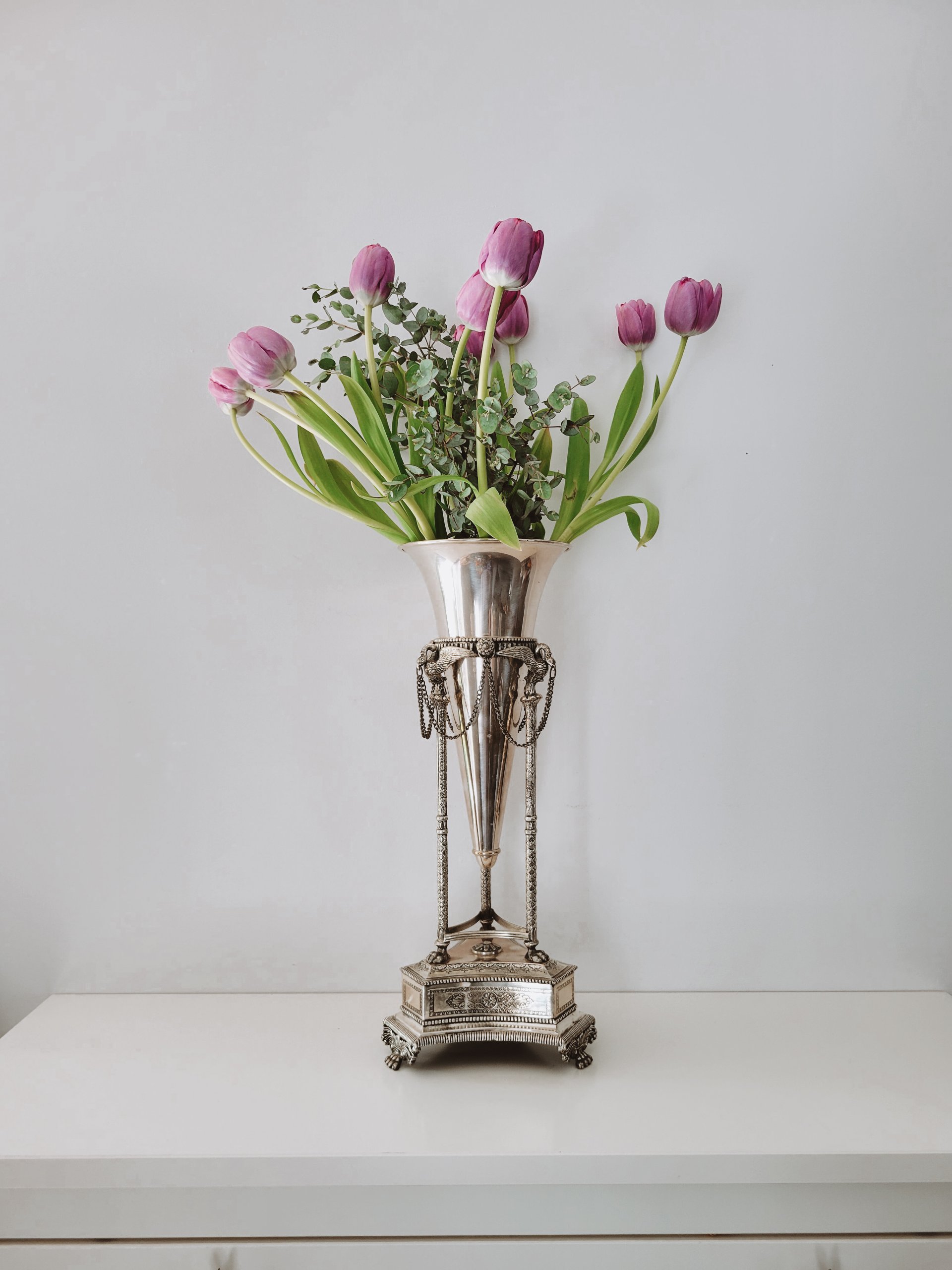 Empire Style Silver-Plated Swan Vase