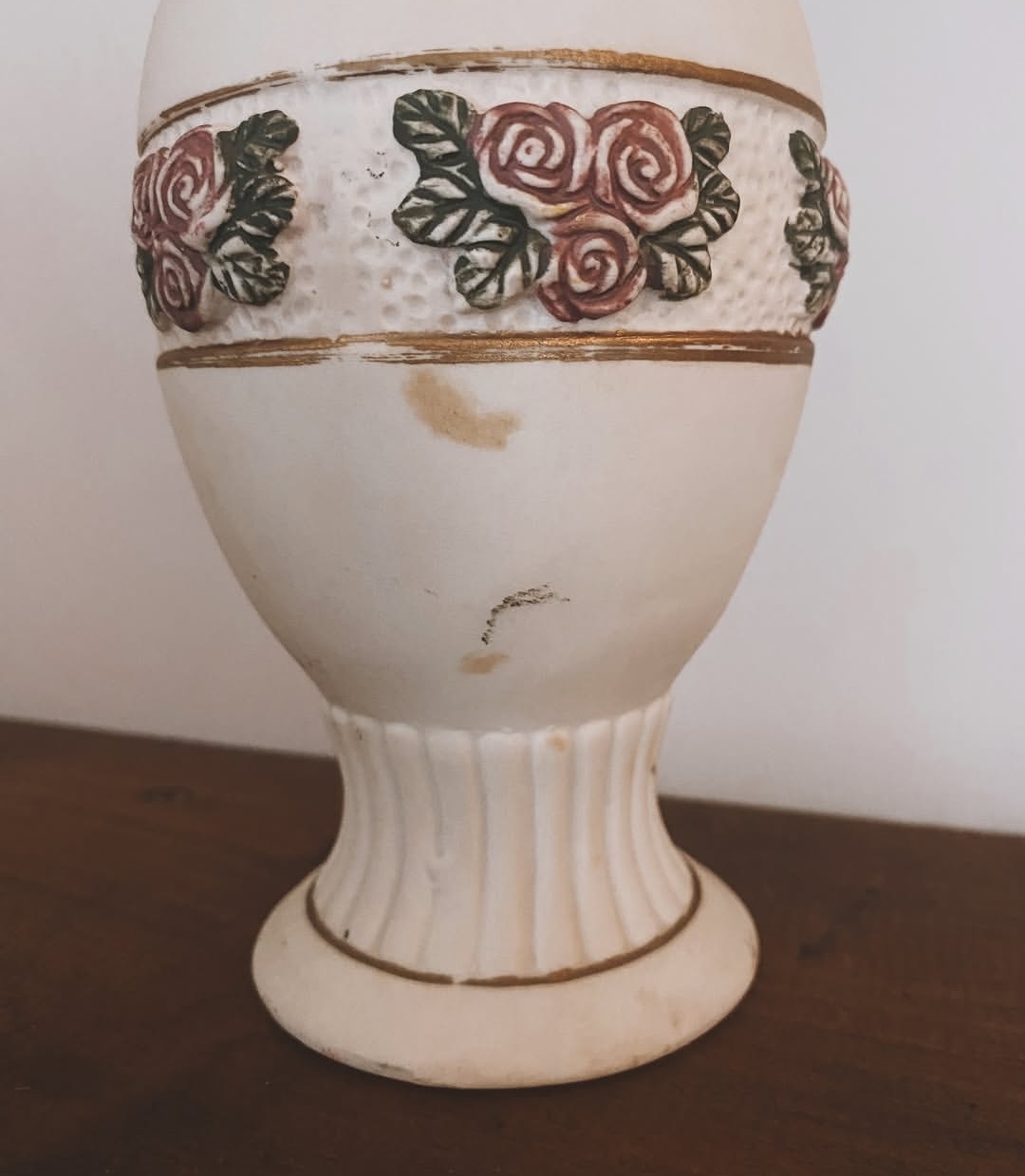 Vintage Bisque Rose Urn Vase — view 3
