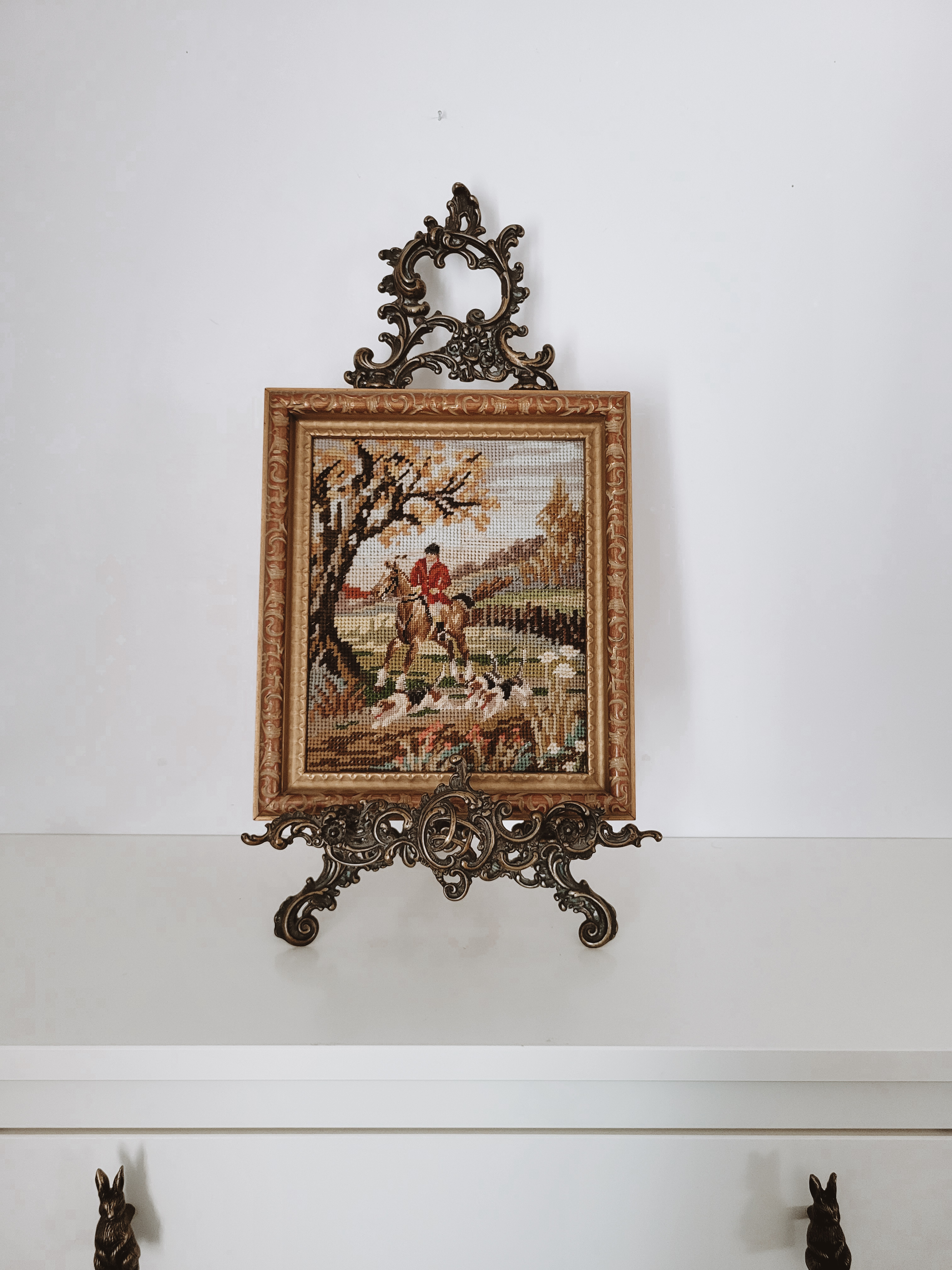 Framed Fox Hunt Needlepoint