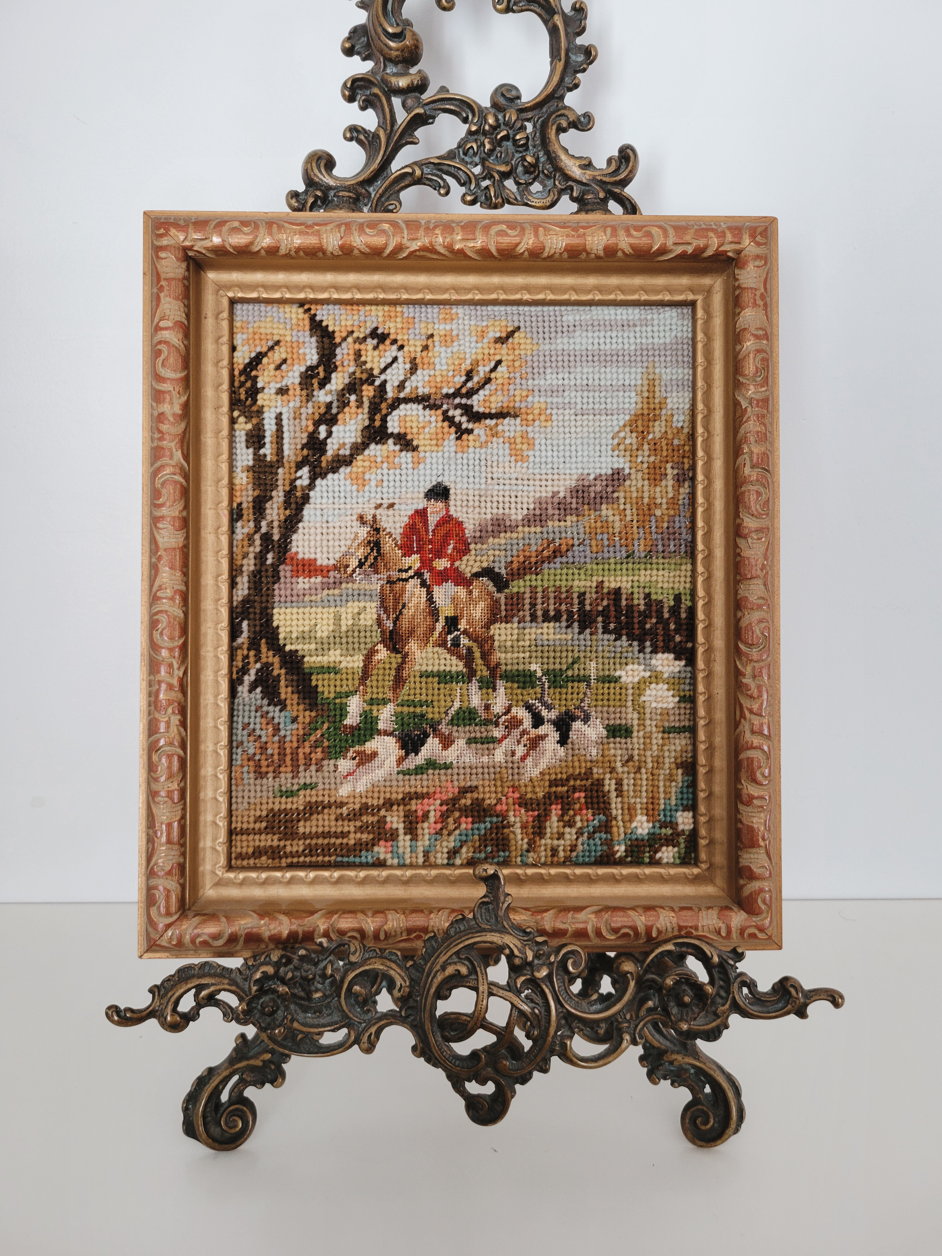 Framed Fox Hunt Needlepoint — view 2