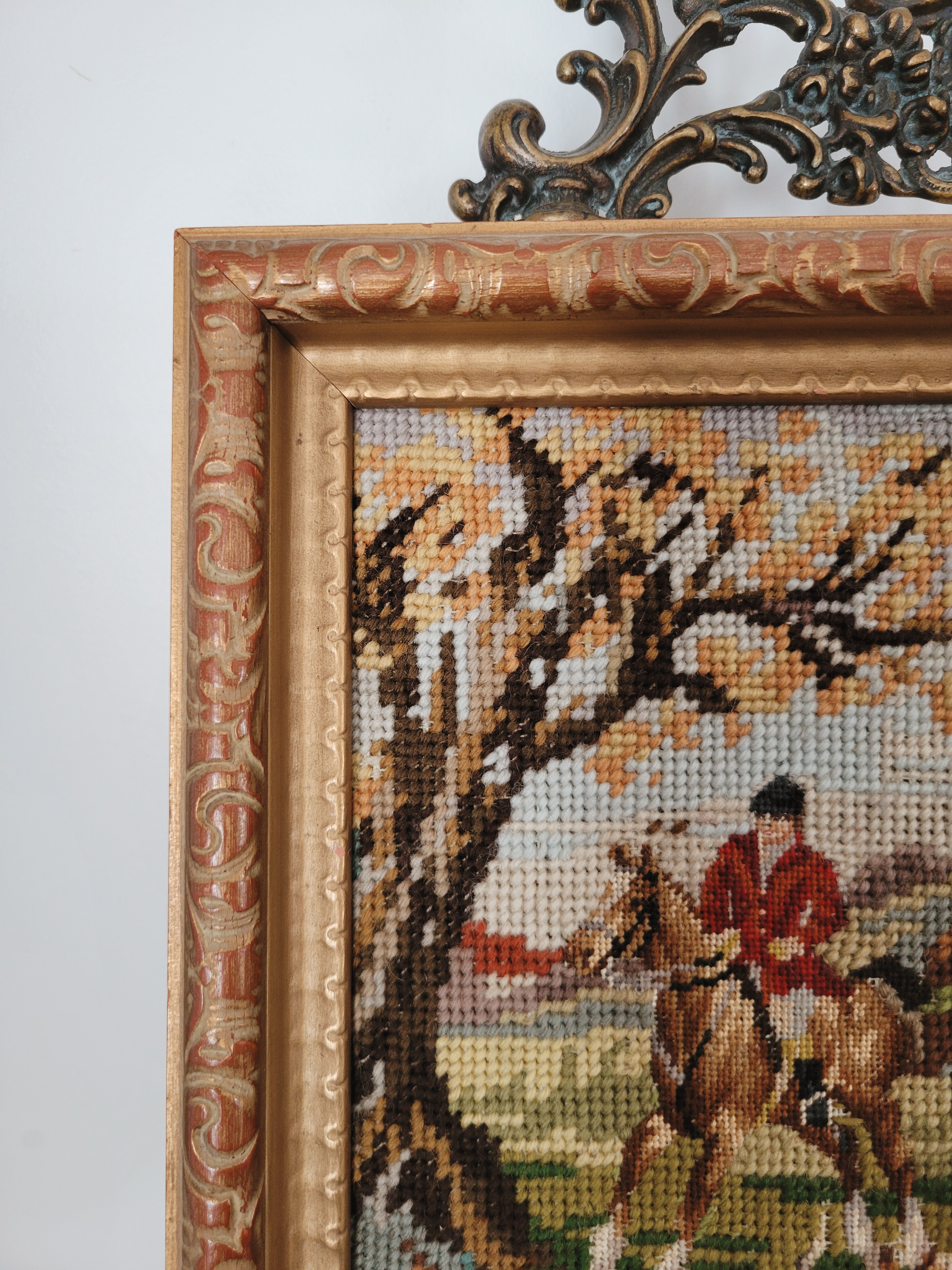 Framed Fox Hunt Needlepoint — view 4