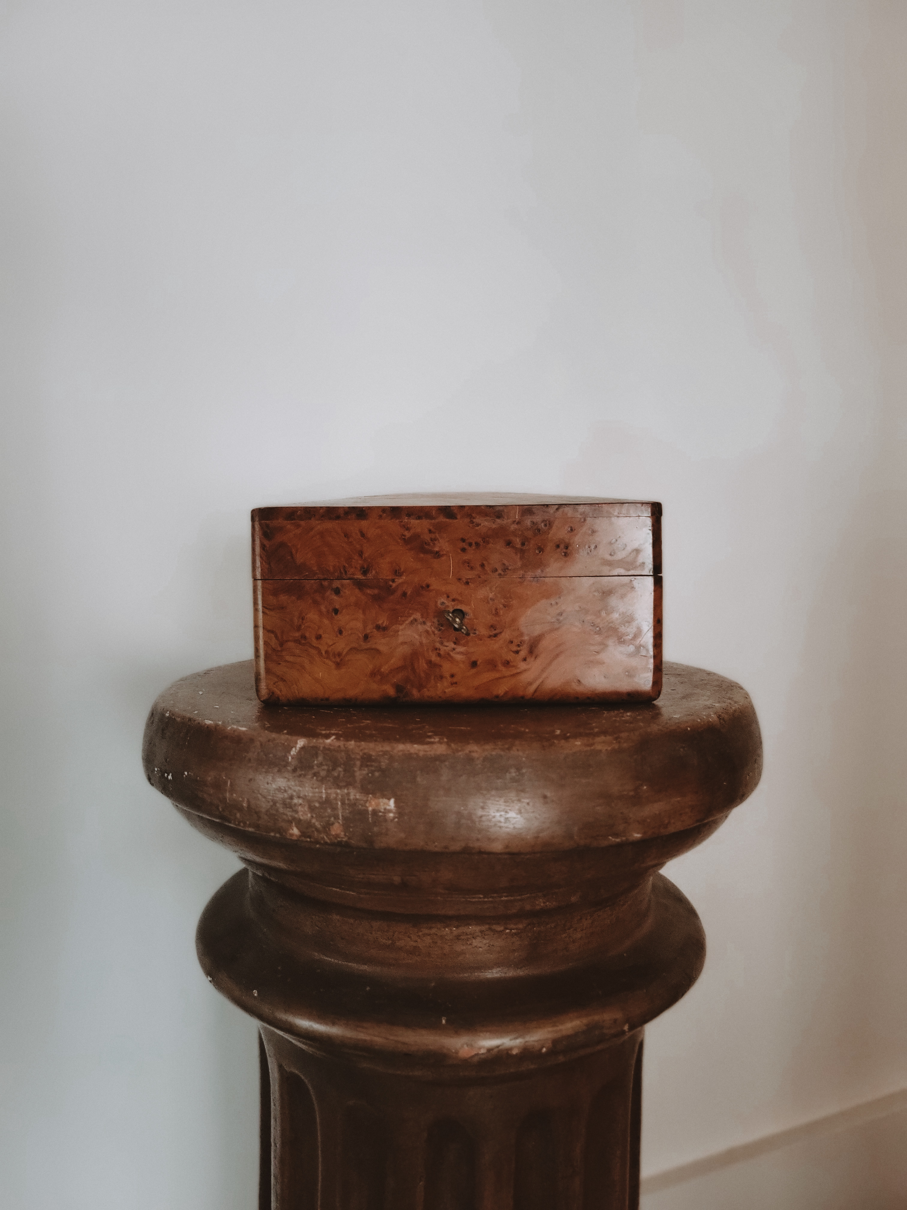 Moroccan Burl Wood Box with Lock & Key