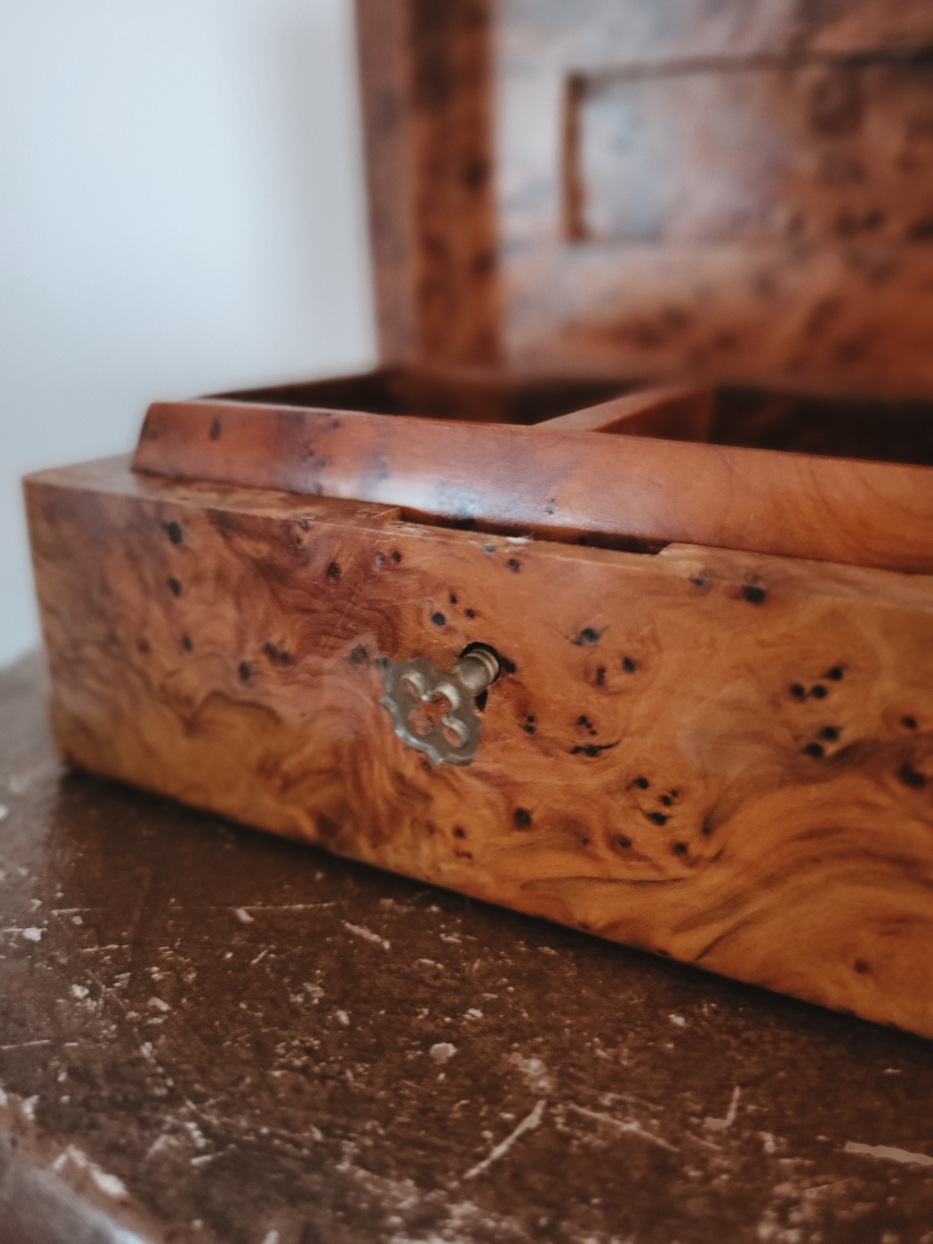 Moroccan Burl Wood Box with Lock & Key — view 3