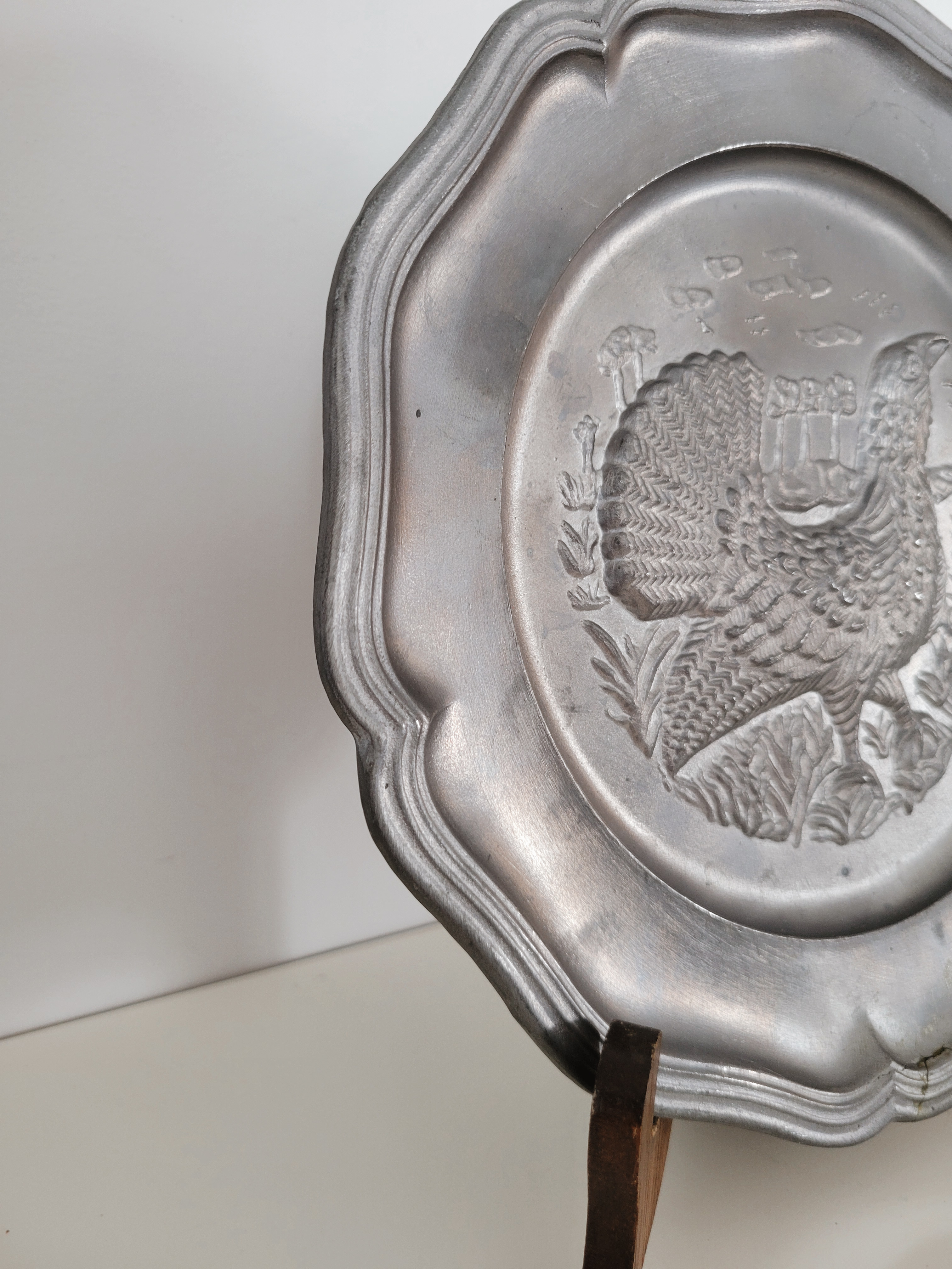 Vintage Pewter Turkey Plate — view 3