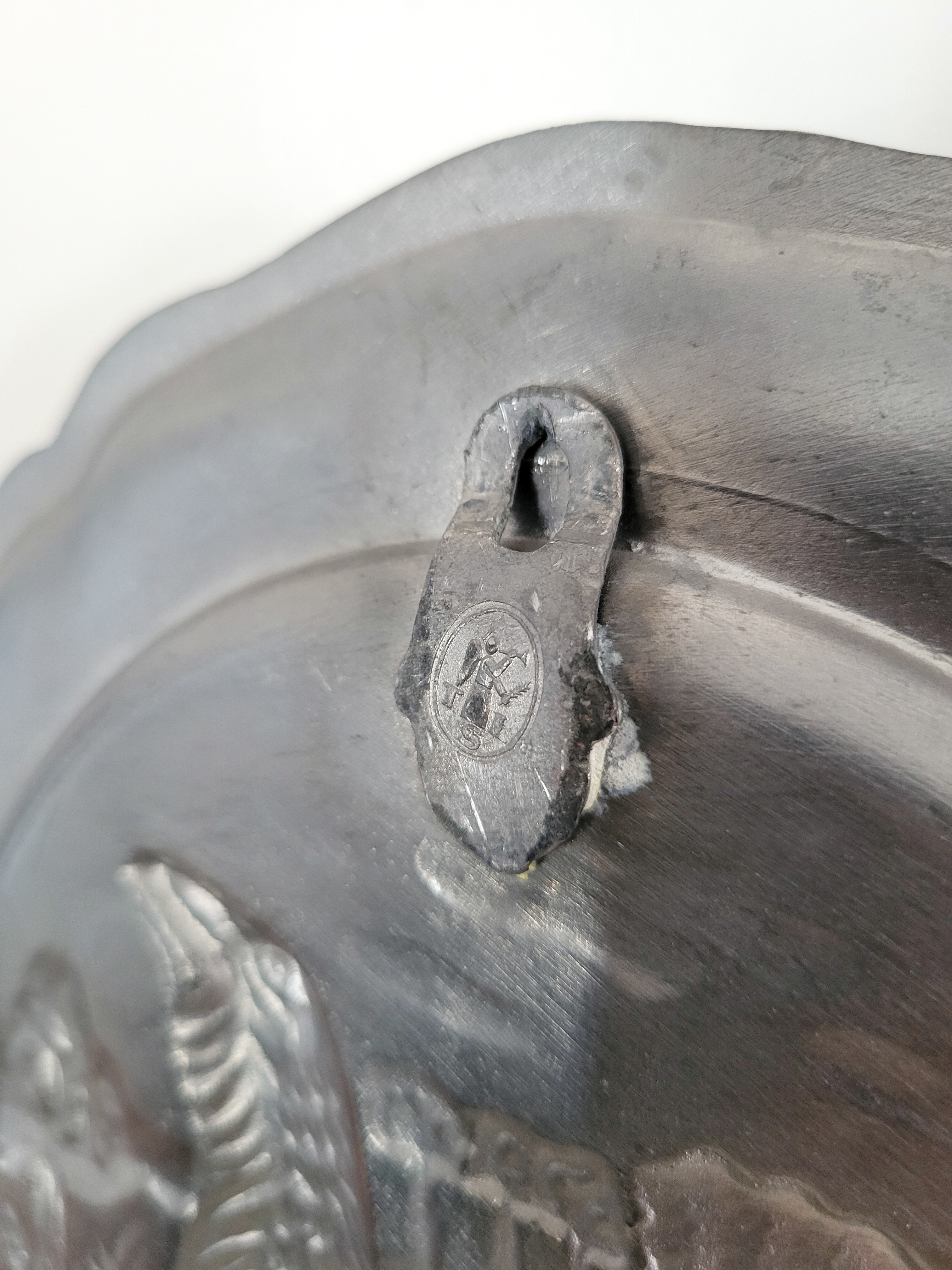 Vintage Pewter Turkey Plate — view 5